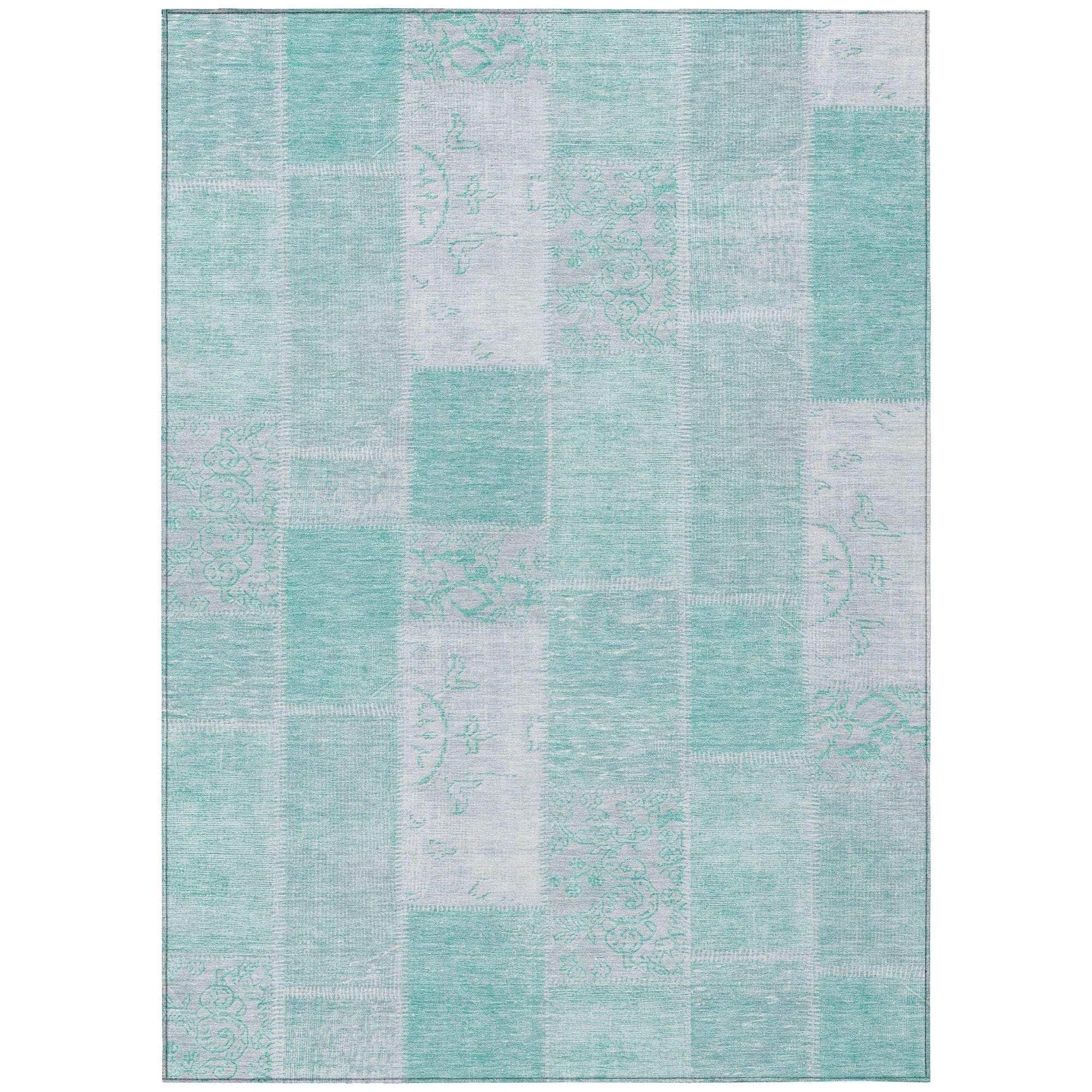 Machine Made ACN631 Aqua Teal Rugs