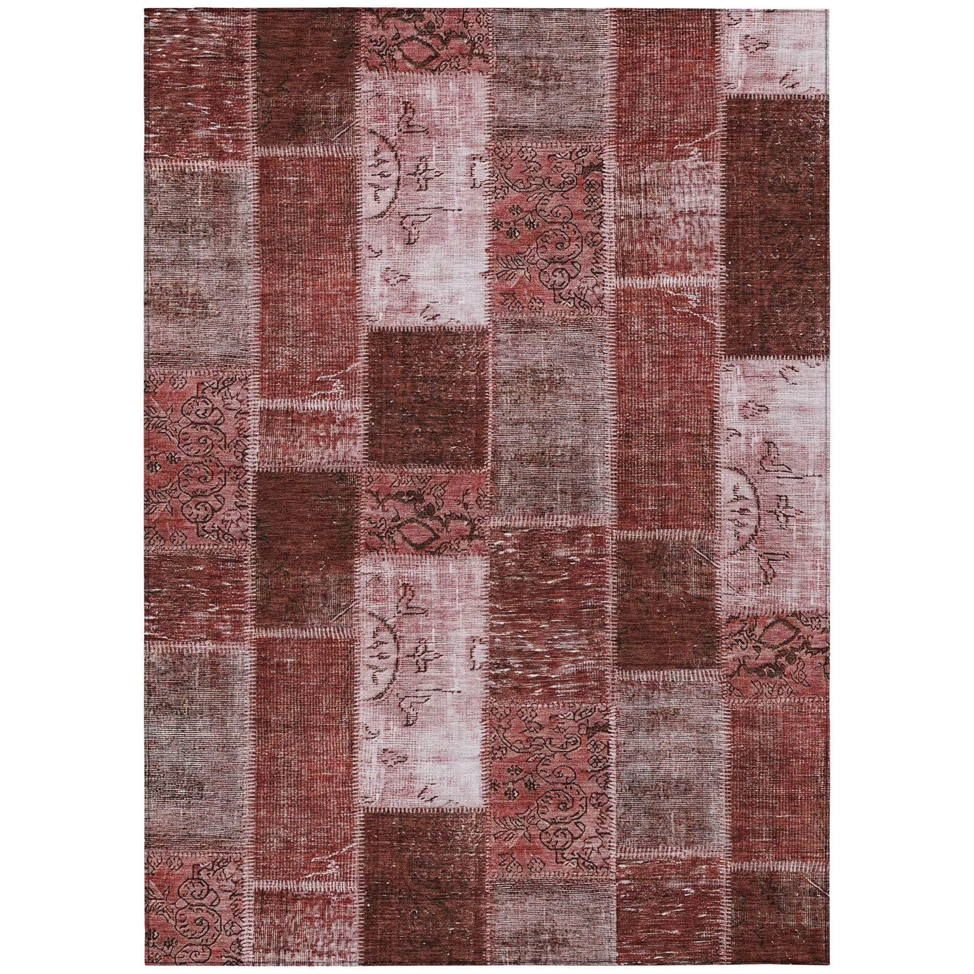 Machine Made ACN631 Burgundy Red Rugs