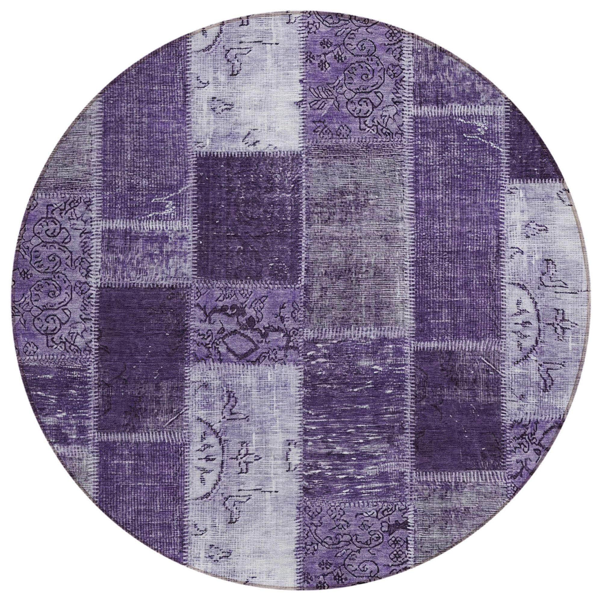 Machine Made ACN631 Purple Rugs