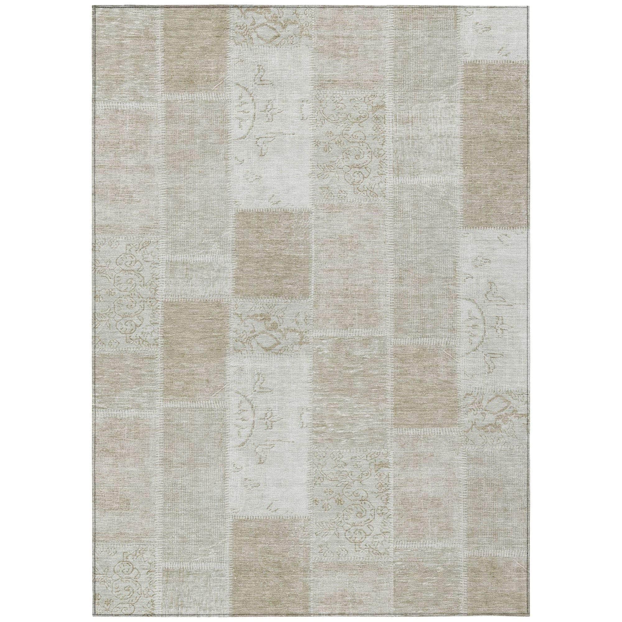 Machine Made ACN631 Taupe Brown Rugs
