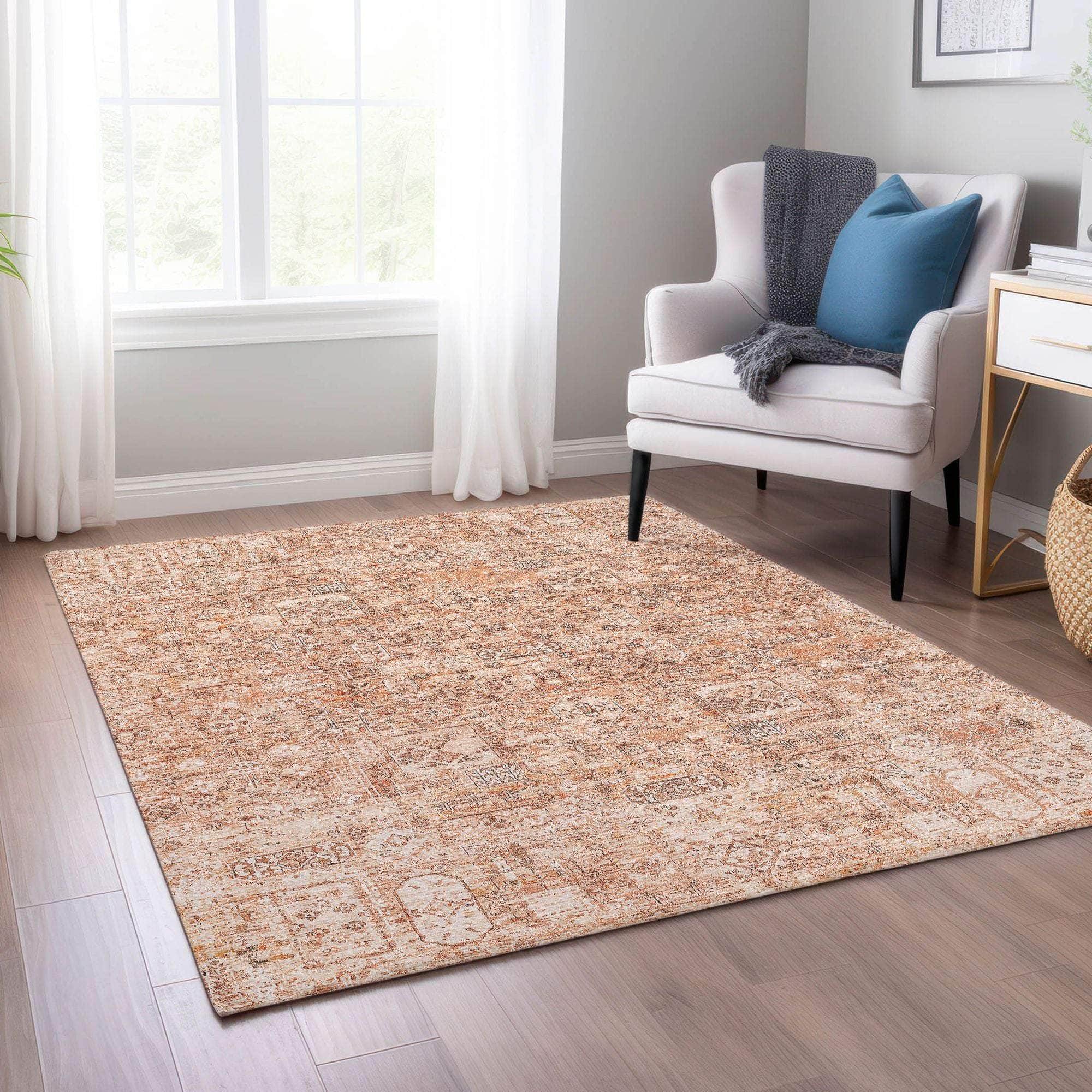 Machine Made ACN611 Salmon Orange Rugs