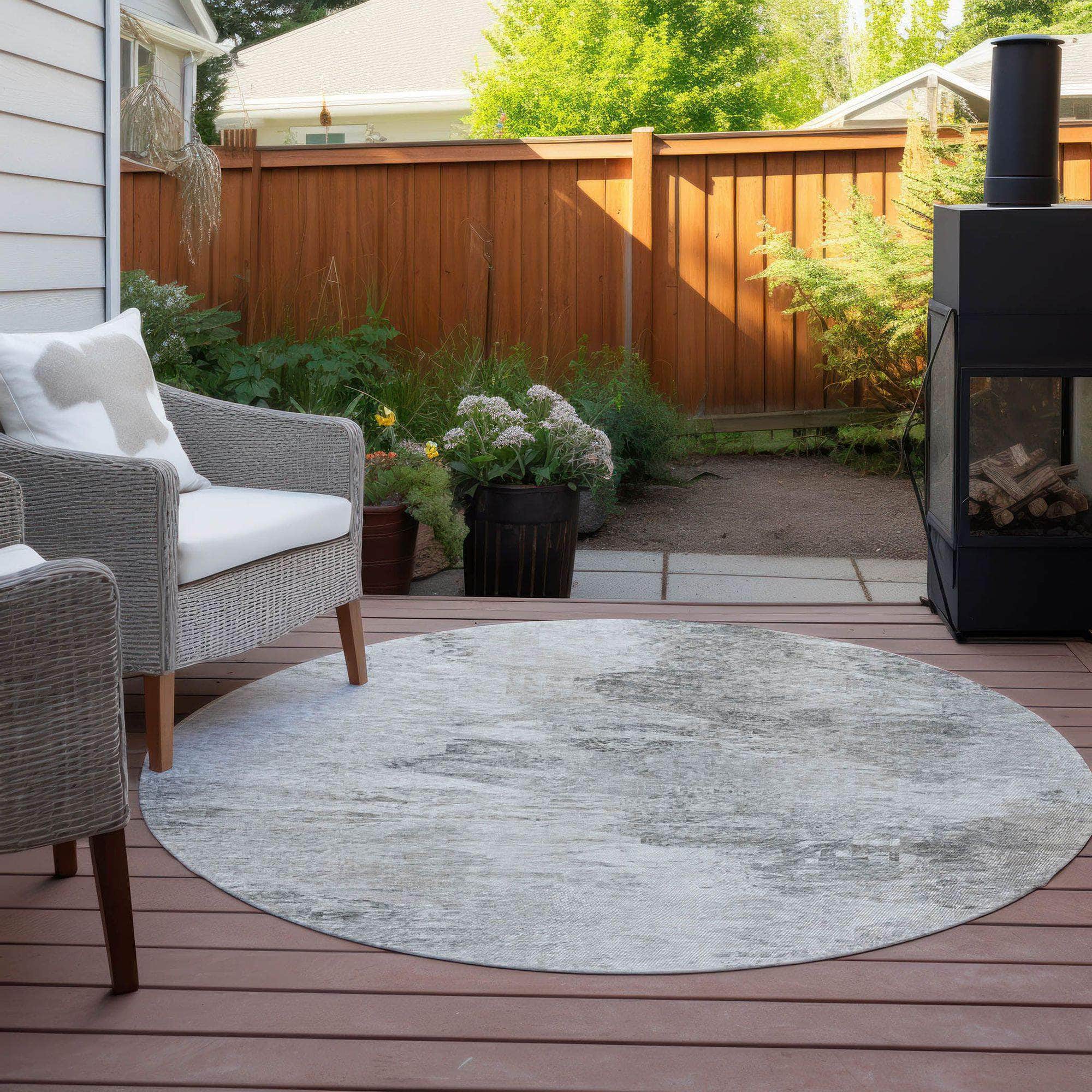 Machine Made ACN592 Silver Gray Rugs