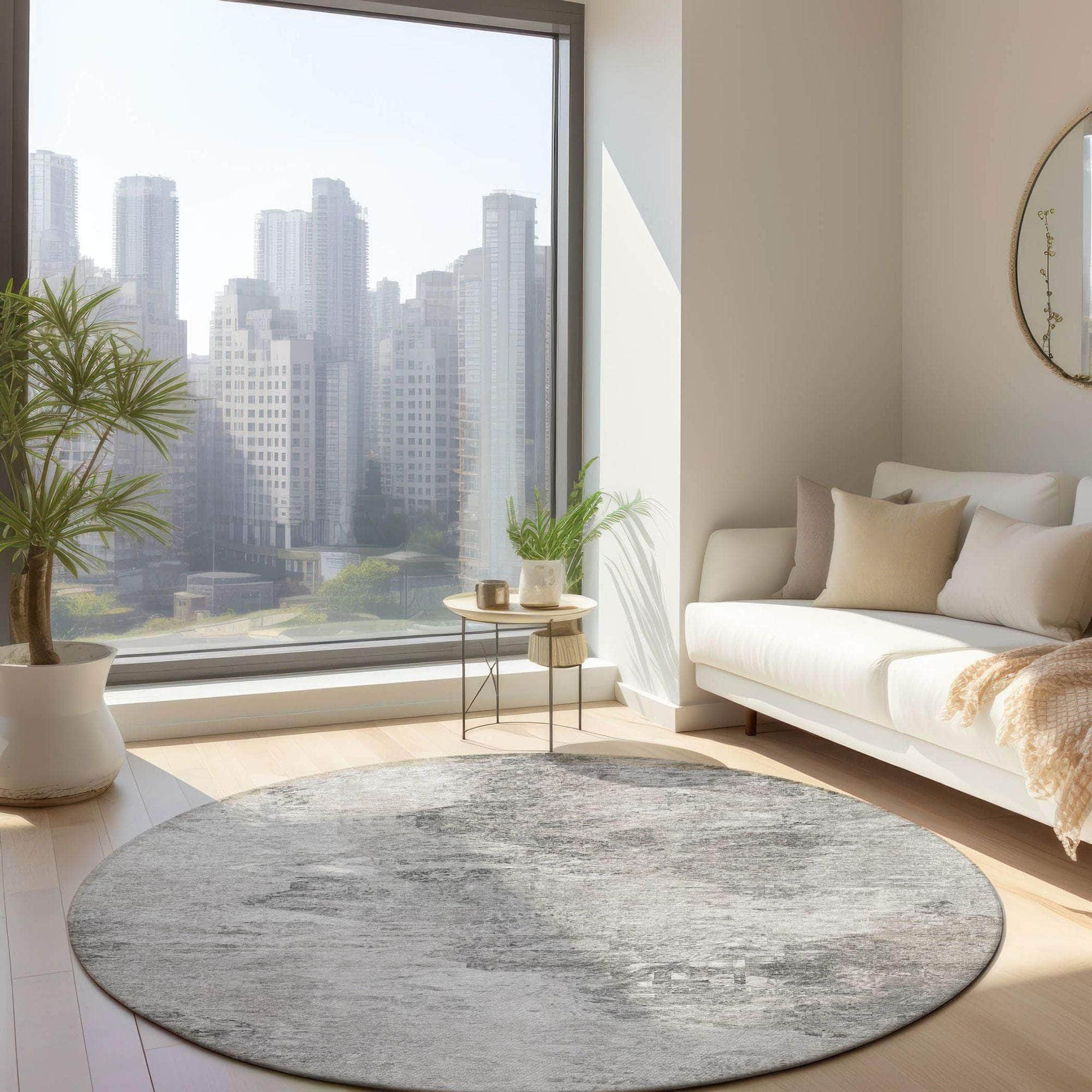 Machine Made ACN592 Silver Gray Rugs