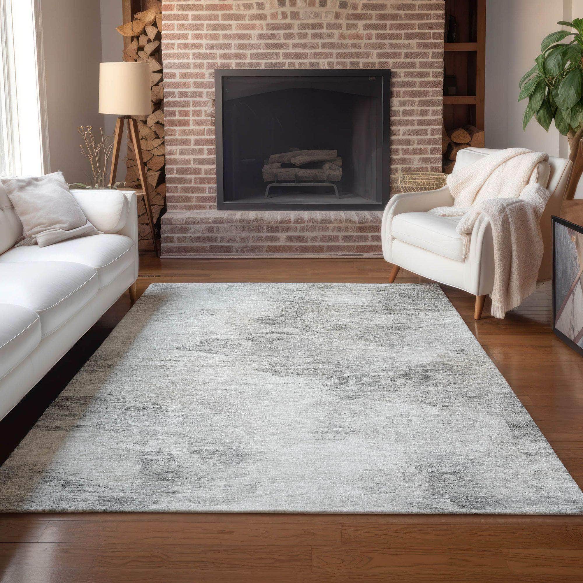 Machine Made ACN592 Silver Gray Rugs