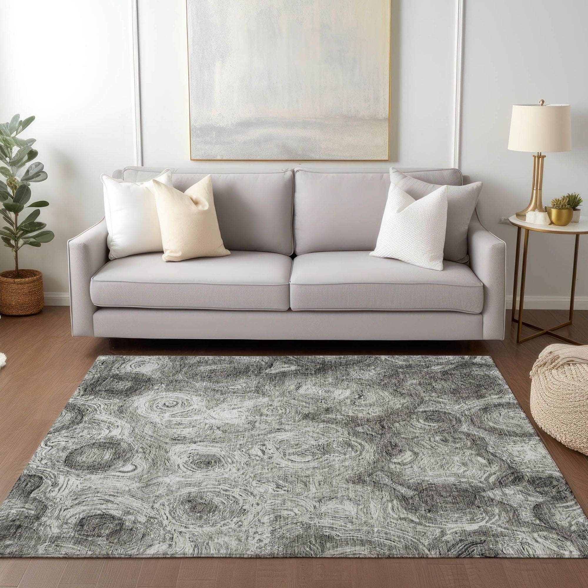 Machine Made ACN579 Silver Gray Rugs