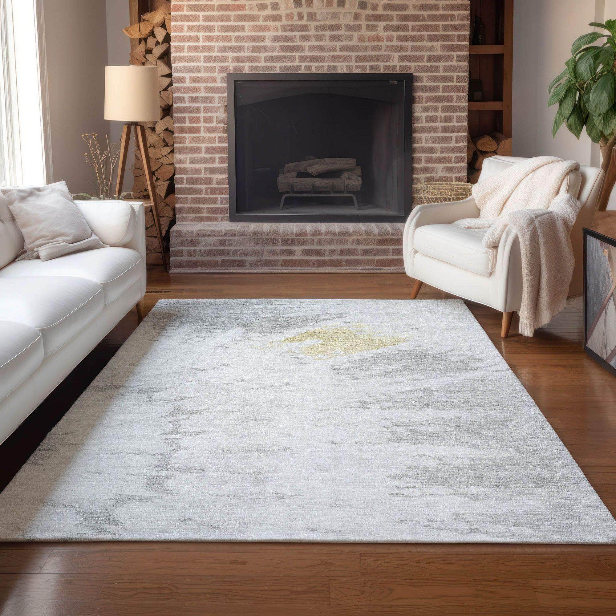 Machine Made ACN614 Silver Gray Rugs