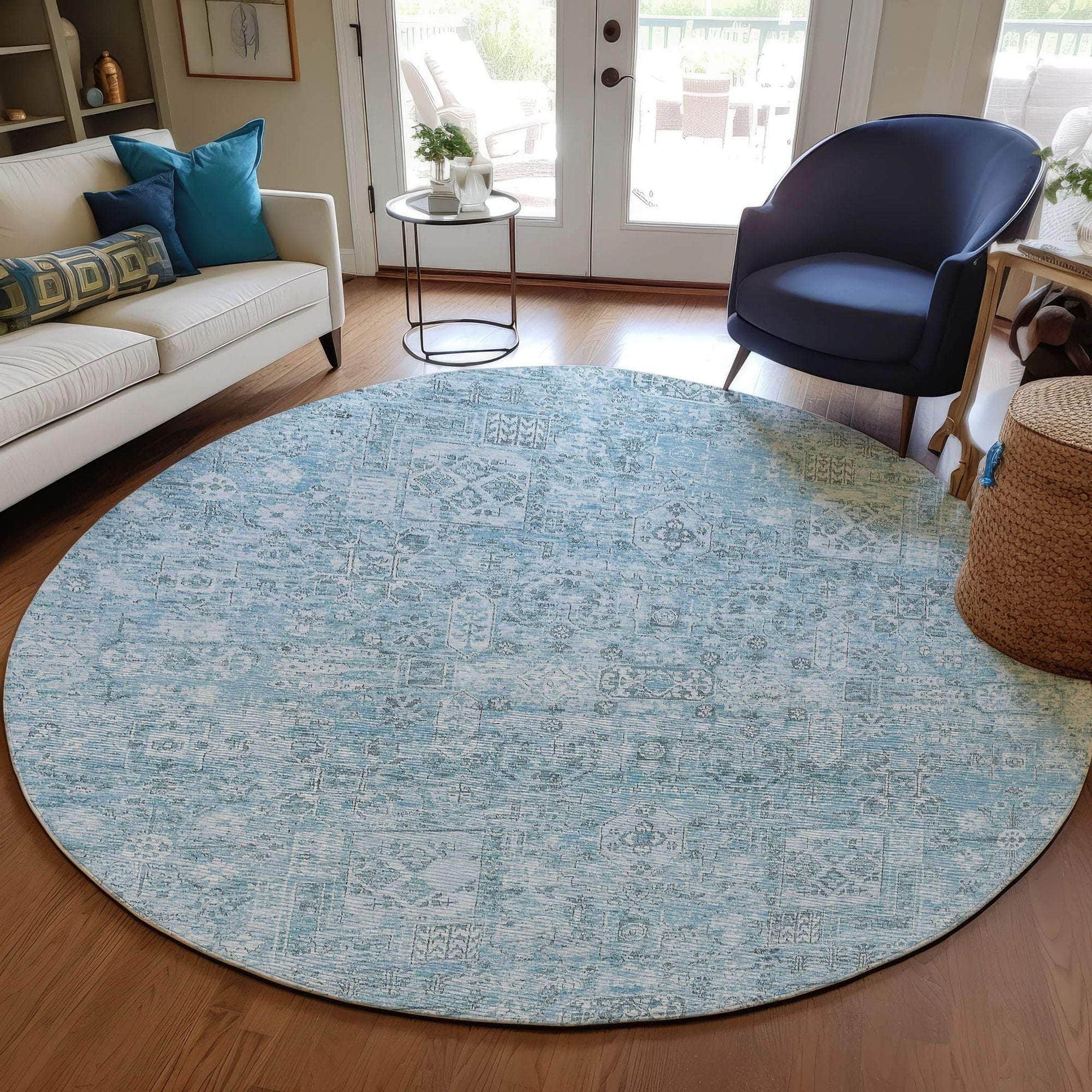 Machine Made ACN611 Sky Blue Rugs
