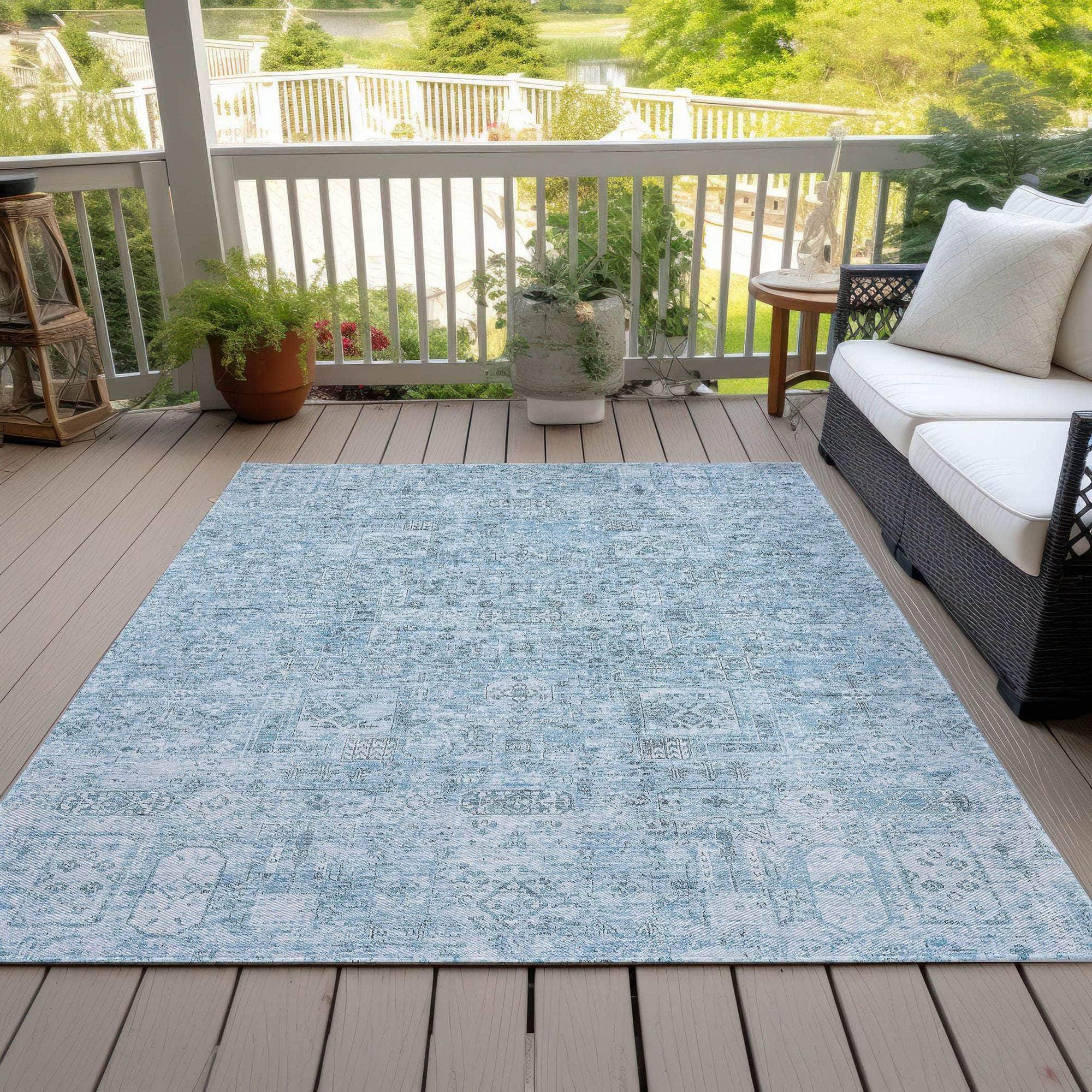 Machine Made ACN611 Sky Blue Rugs