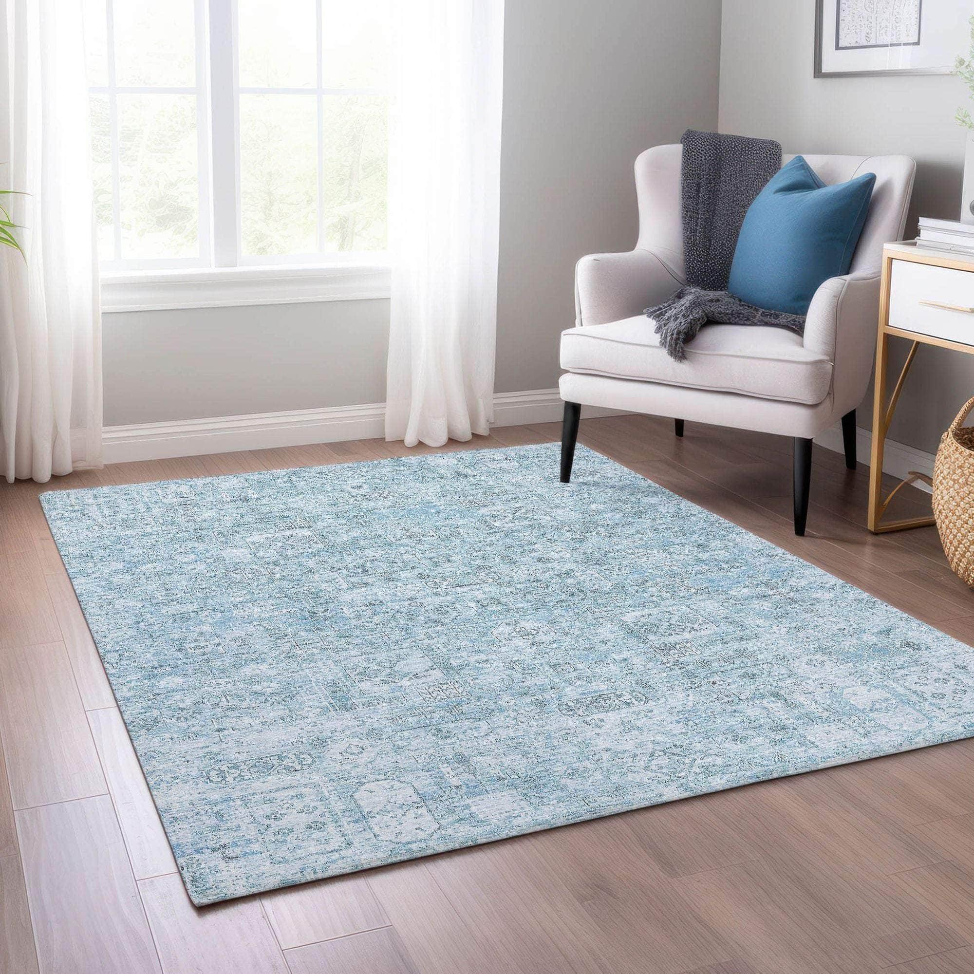 Machine Made ACN611 Sky Blue Rugs