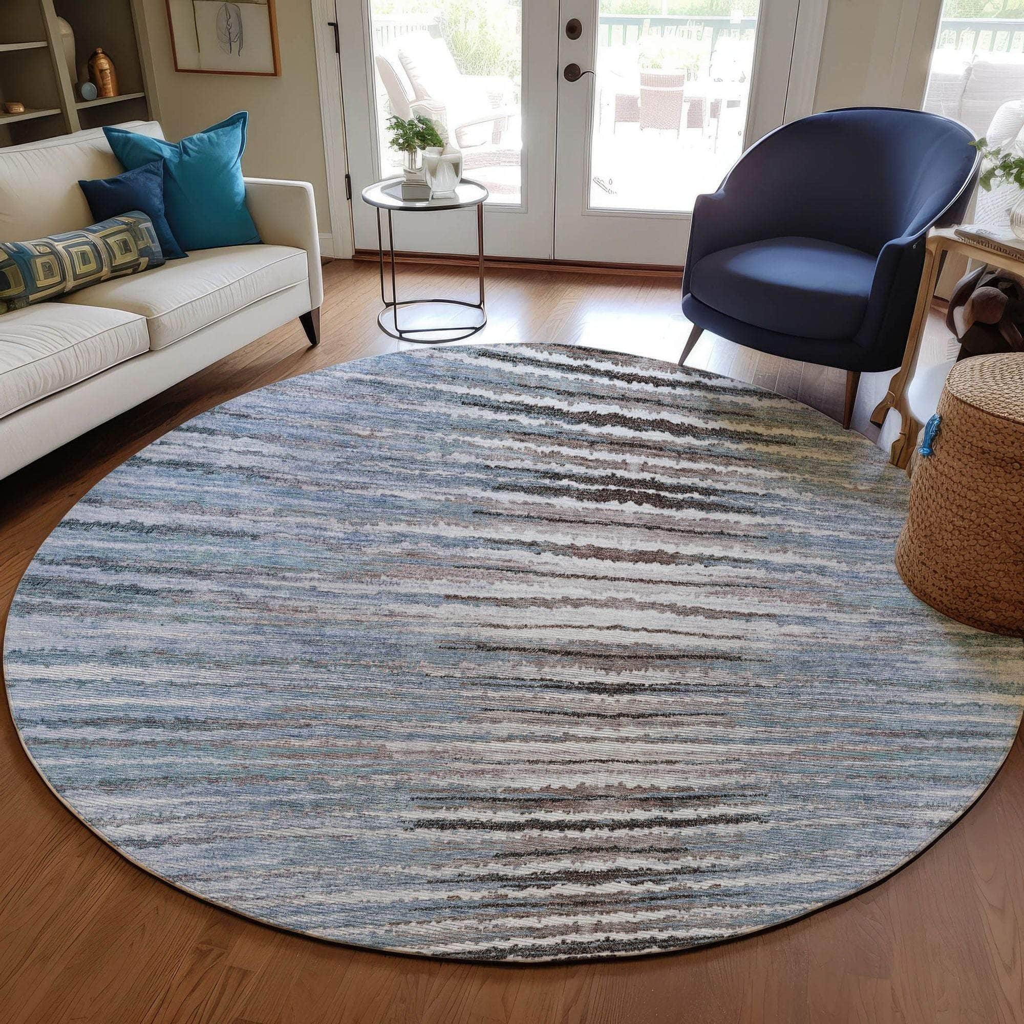 Machine Made ACN604 Sky Blue Rugs
