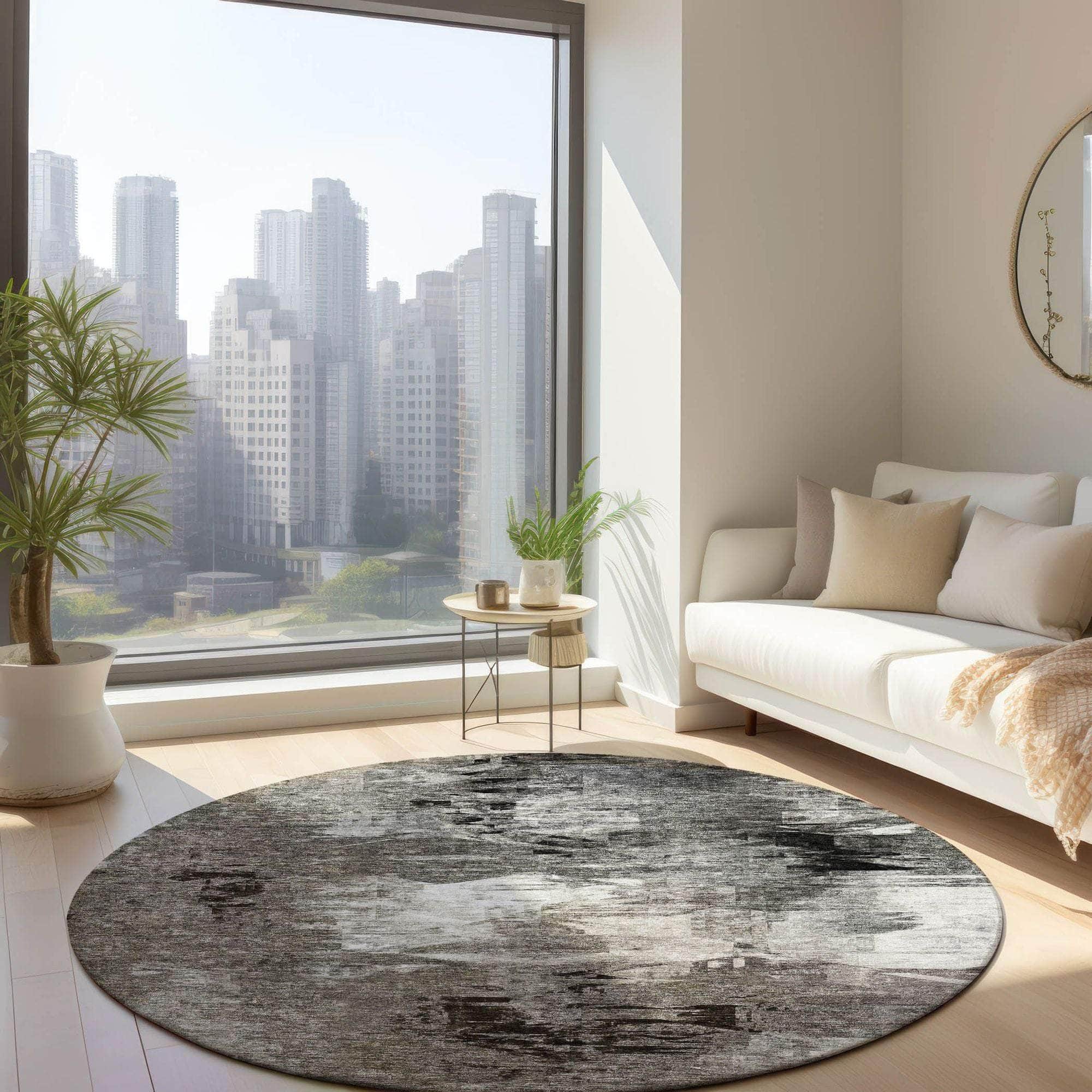 Machine Made ACN597 Taupe Brown Rugs