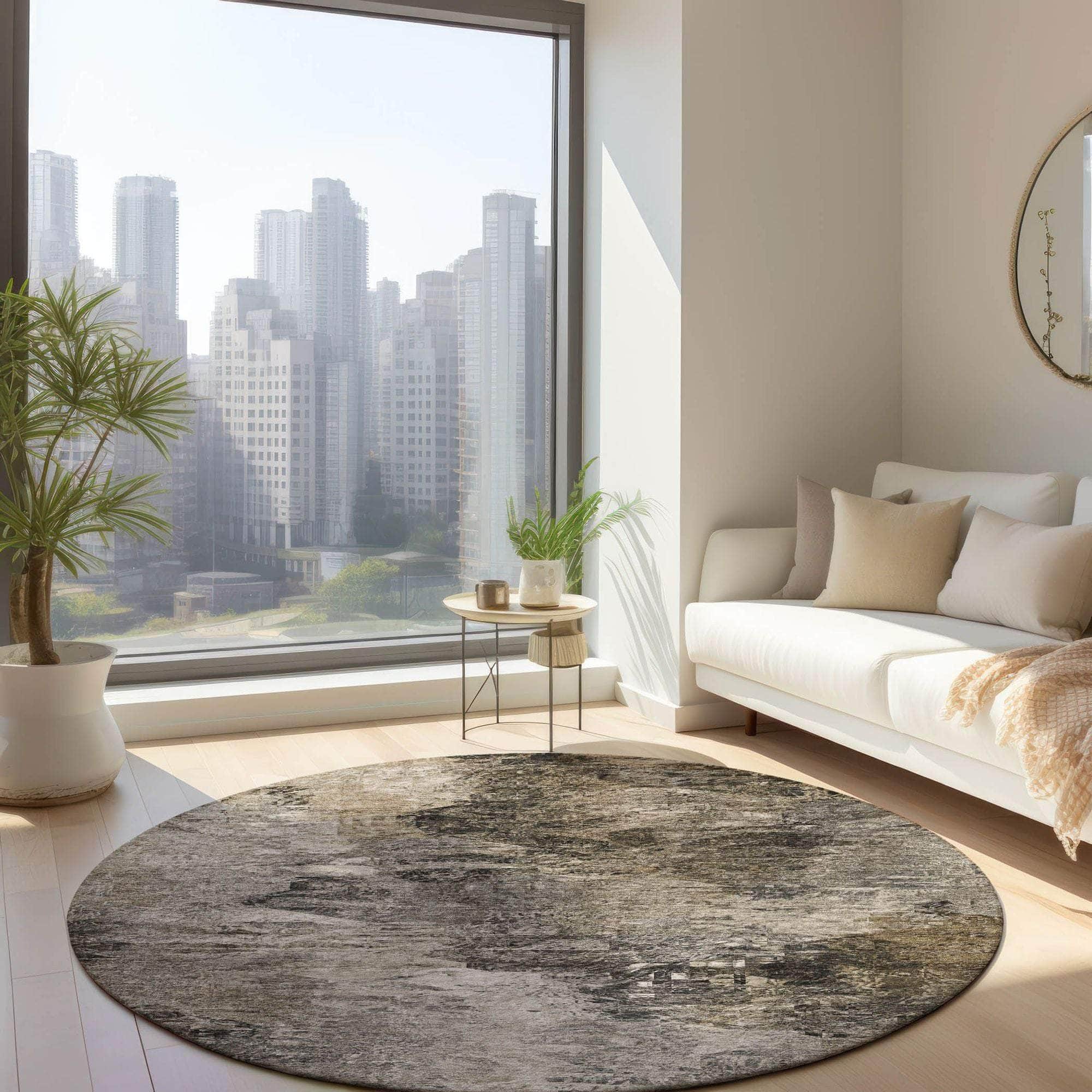 Machine Made ACN592 Taupe Brown Rugs