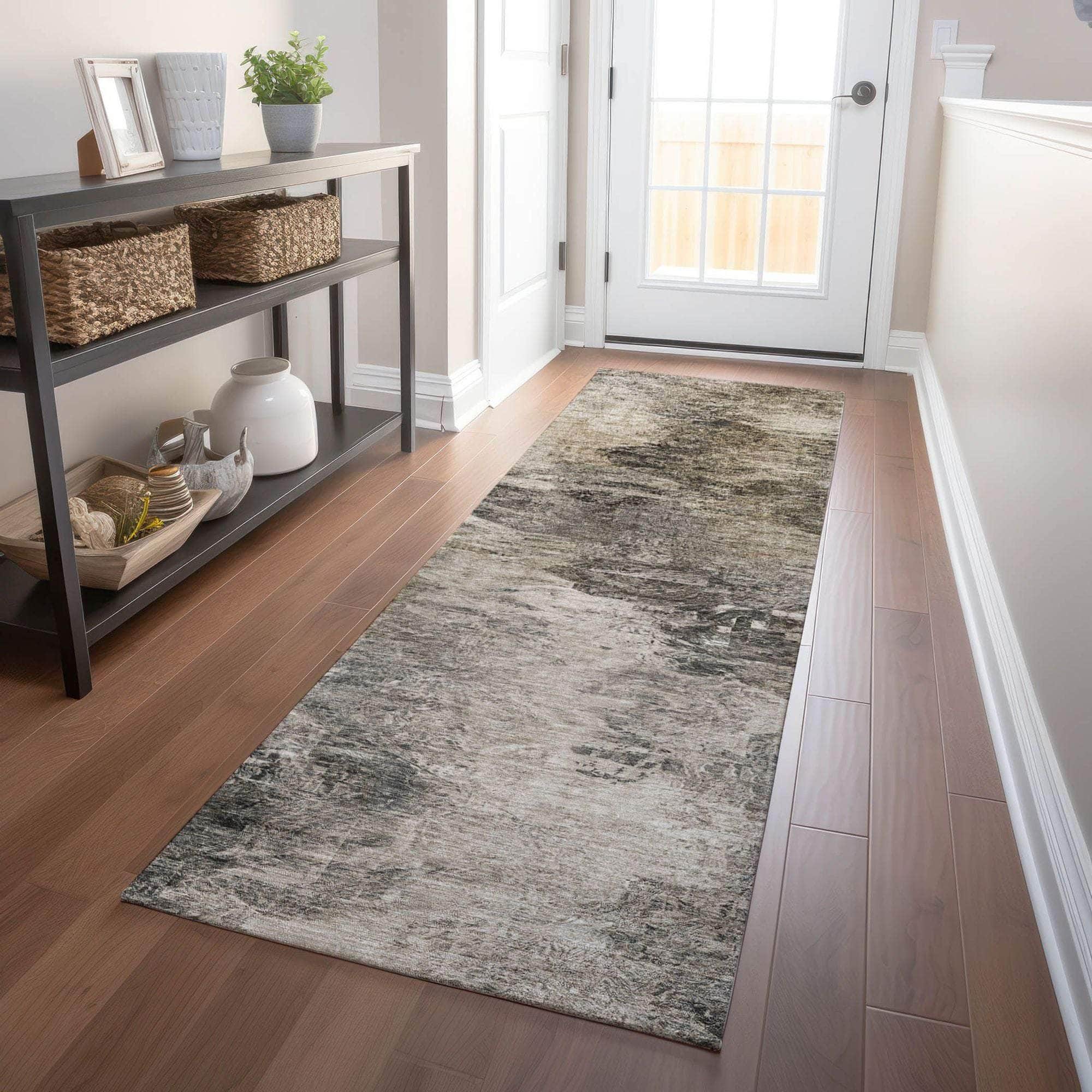 Machine Made ACN592 Taupe Brown Rugs