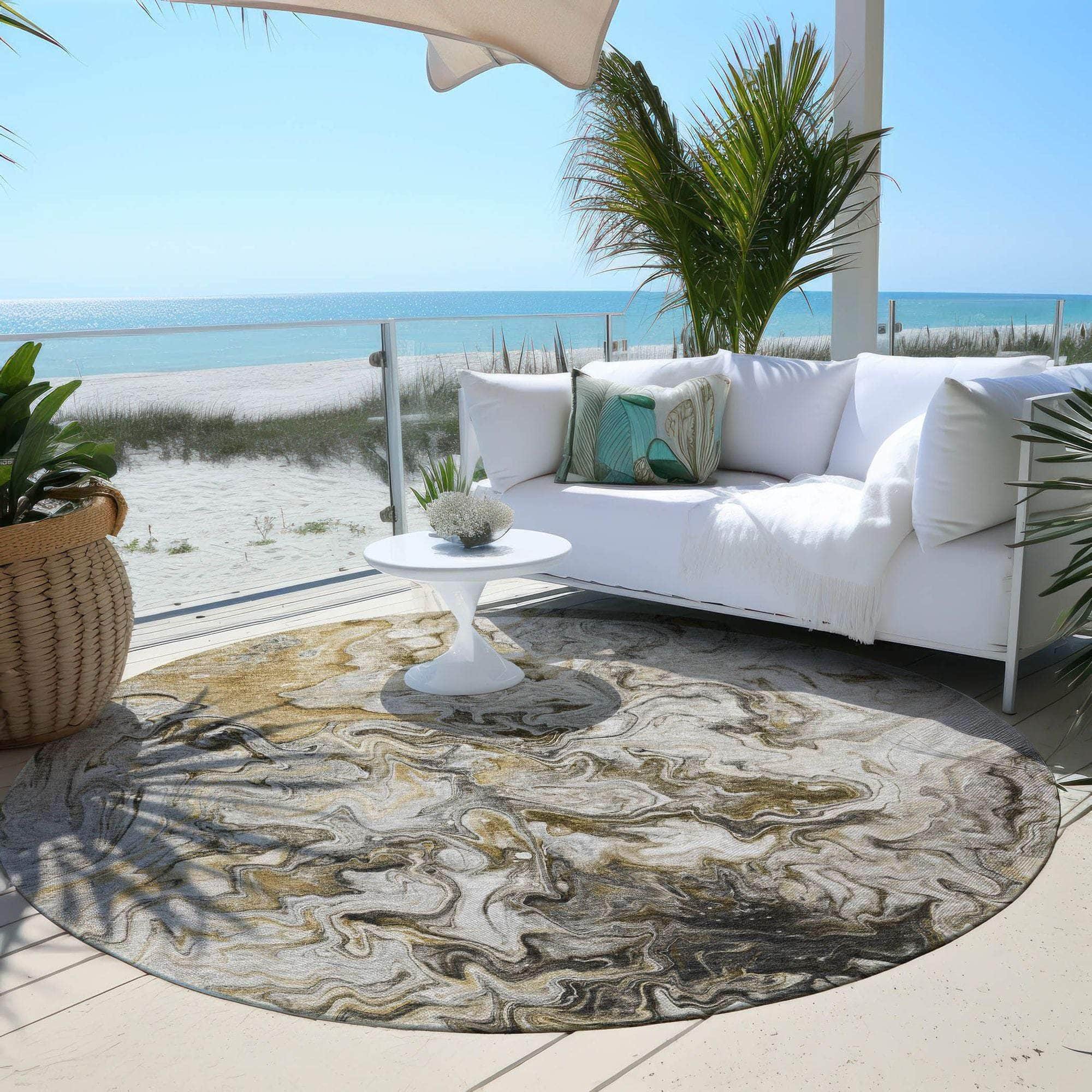 Machine Made ACN603 Taupe Brown Rugs