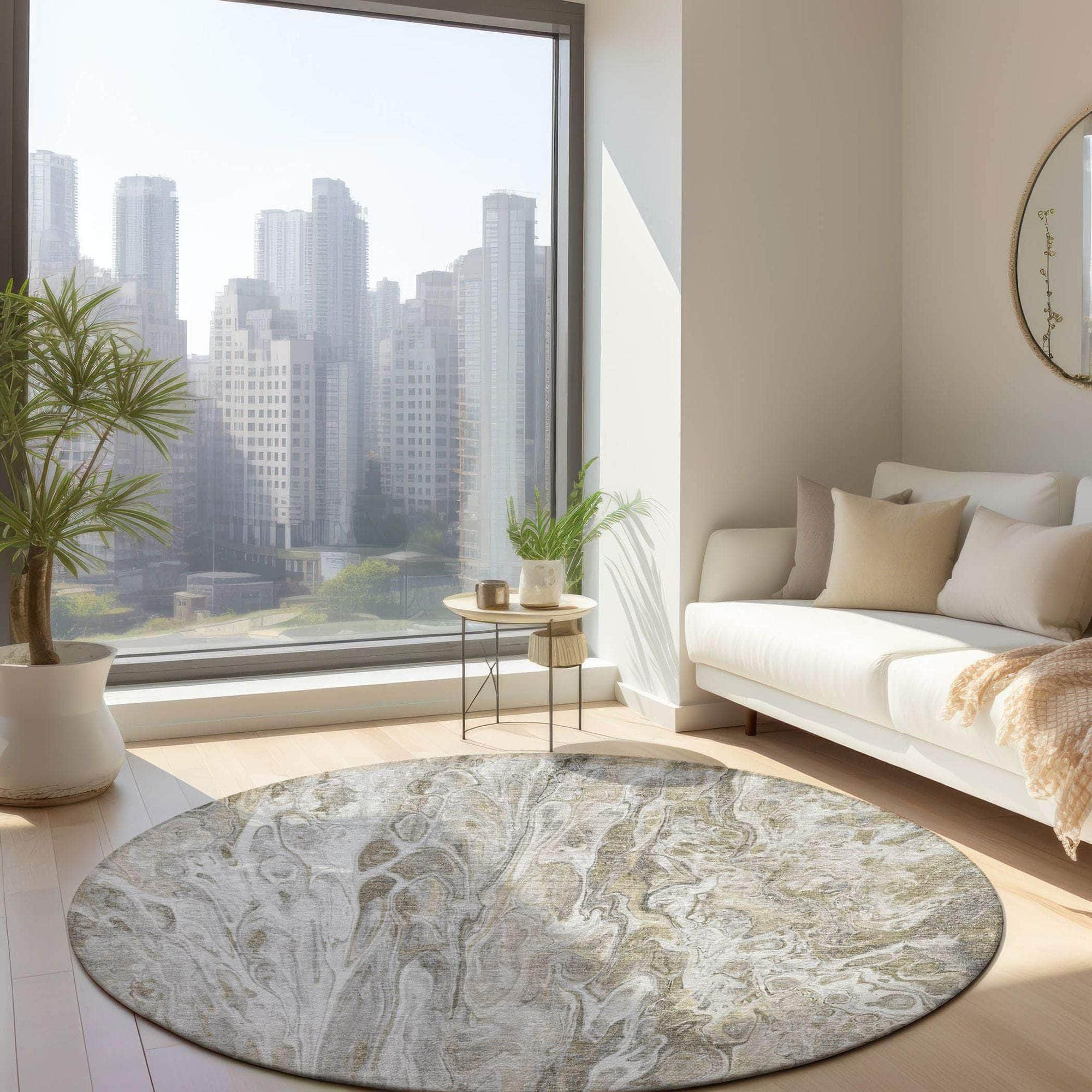 Machine Made ACN602 Taupe Brown Rugs