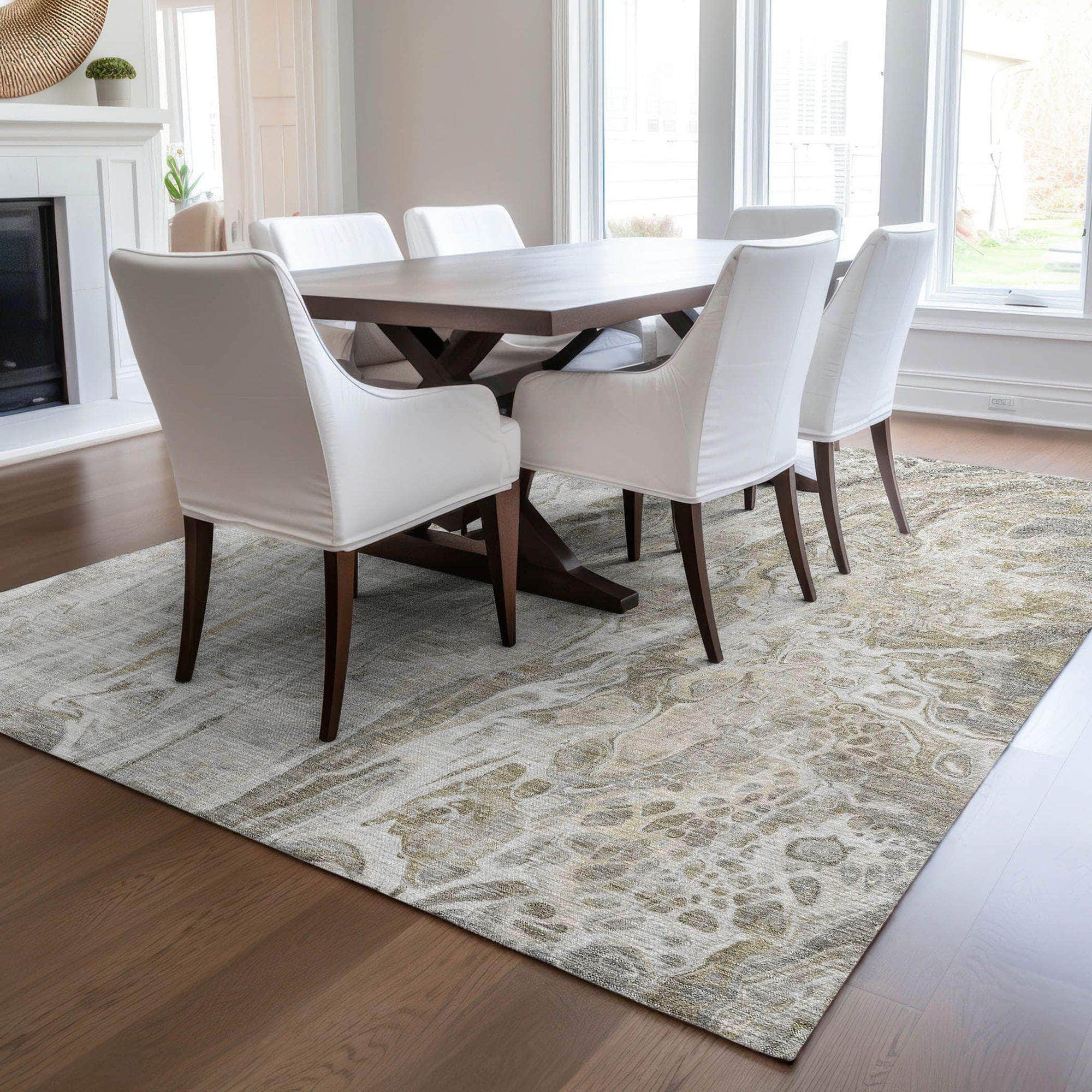 Machine Made ACN602 Taupe Brown Rugs