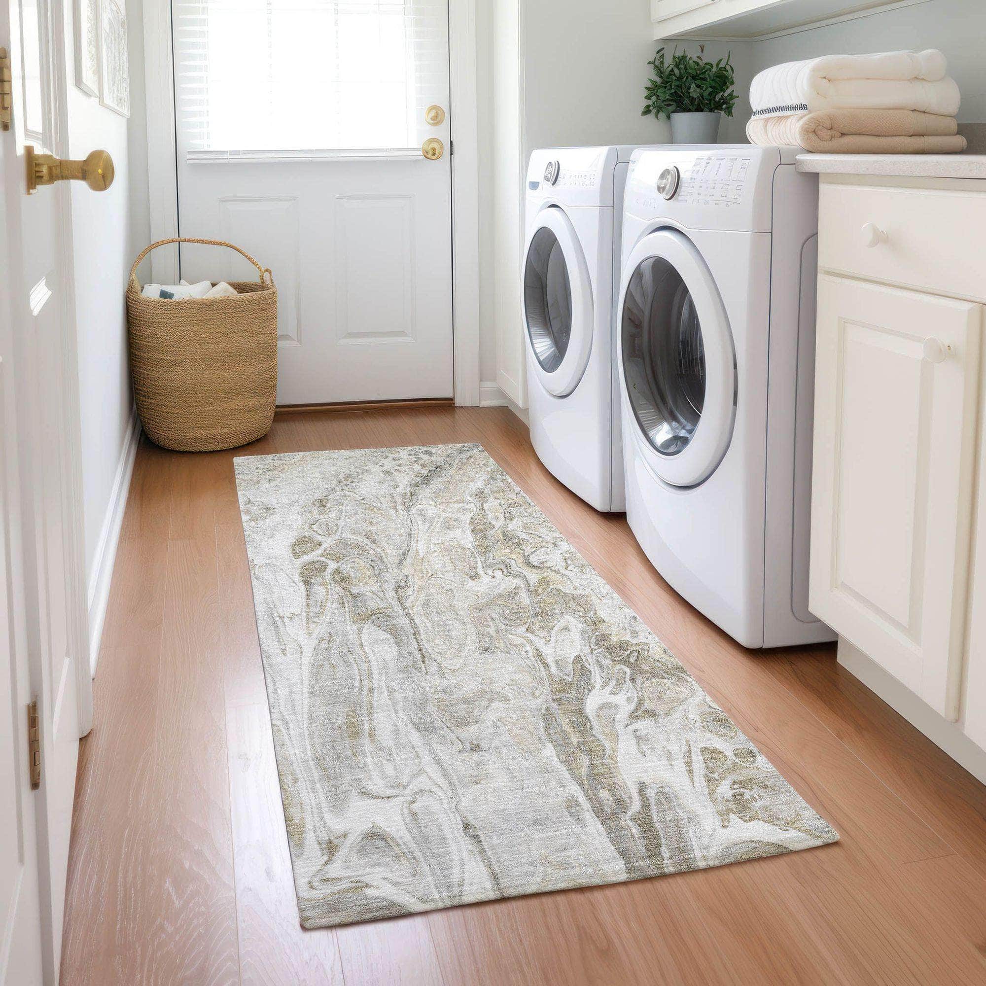Machine Made ACN602 Taupe Brown Rugs