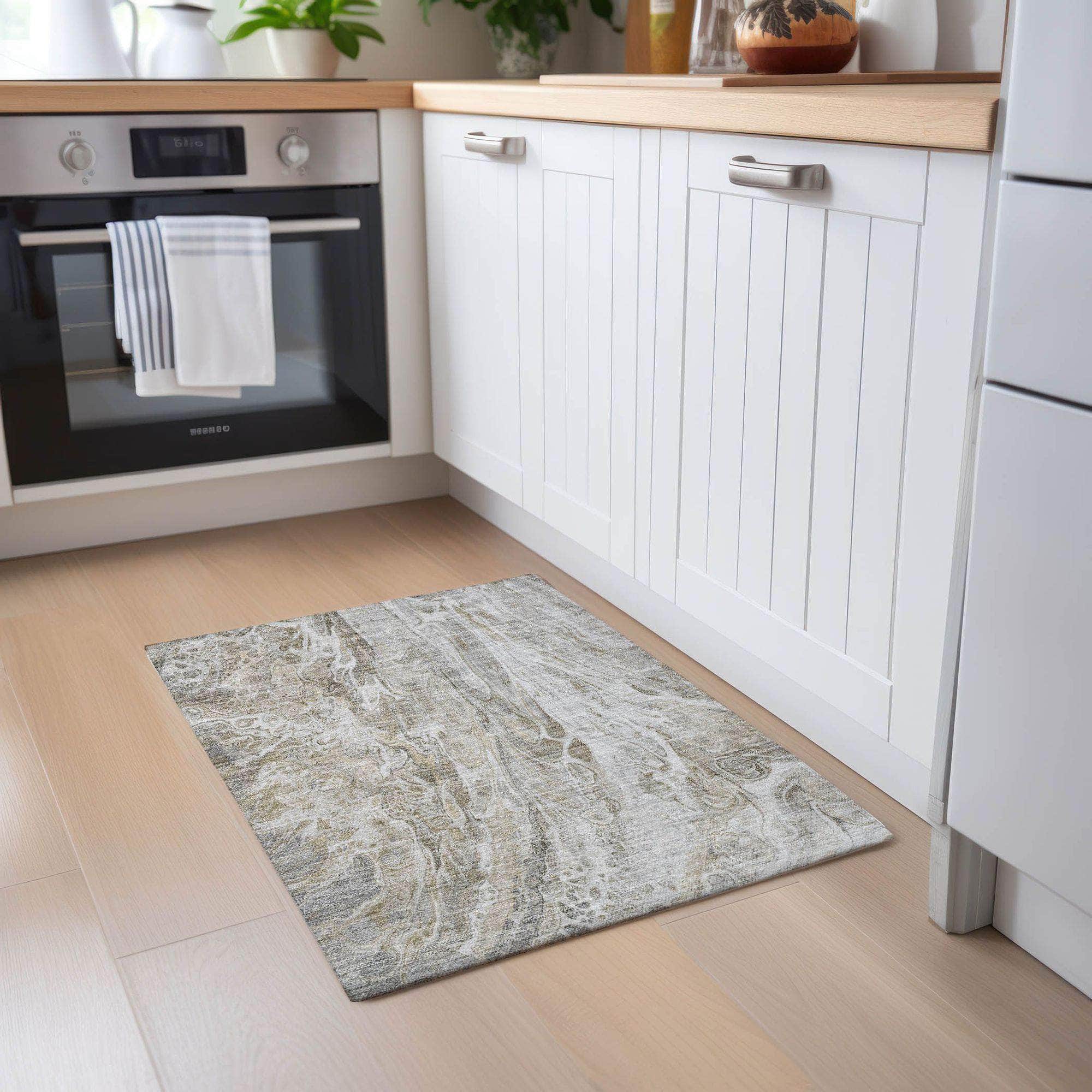 Machine Made ACN602 Taupe Brown Rugs
