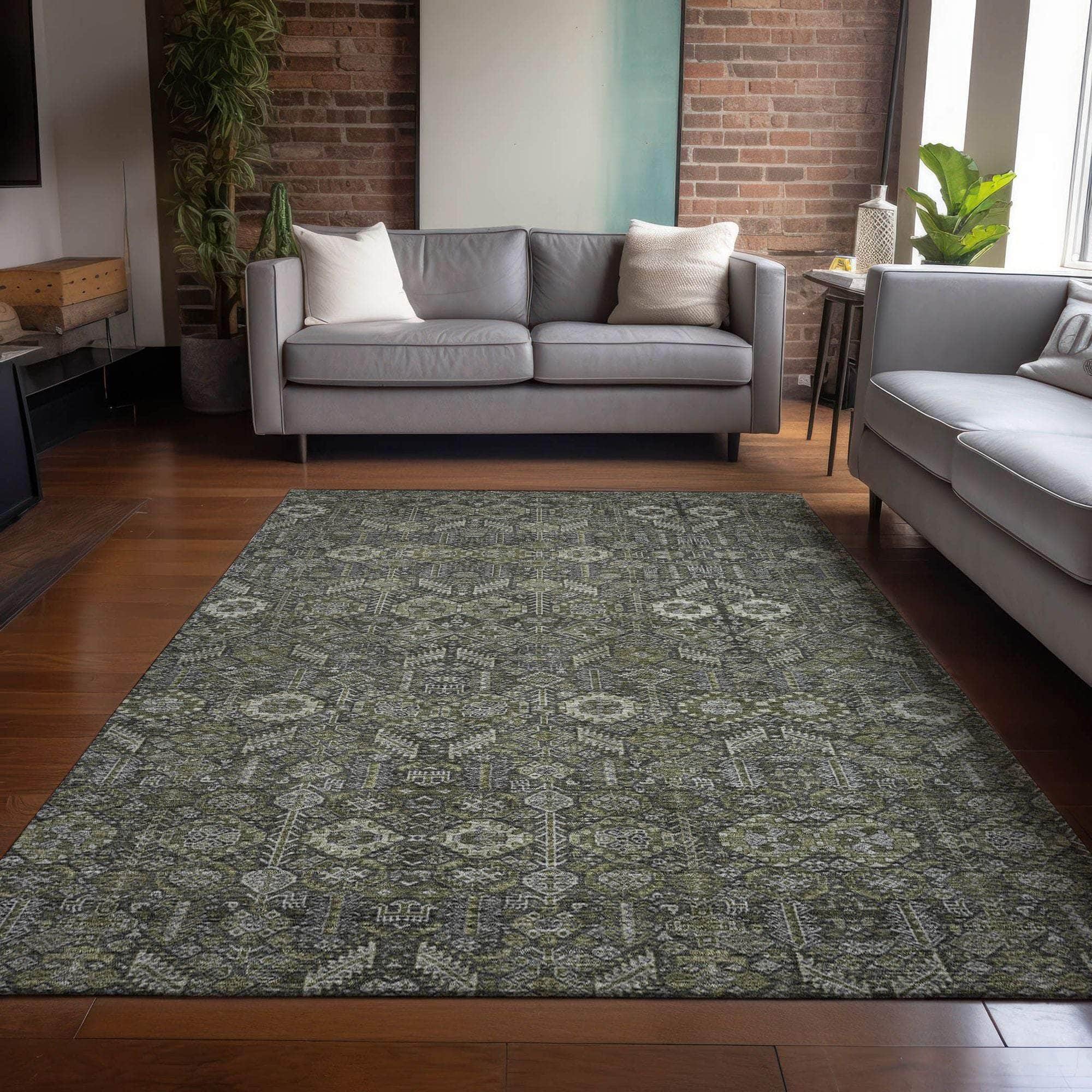 Machine Made ACN574 Taupe Brown Rugs