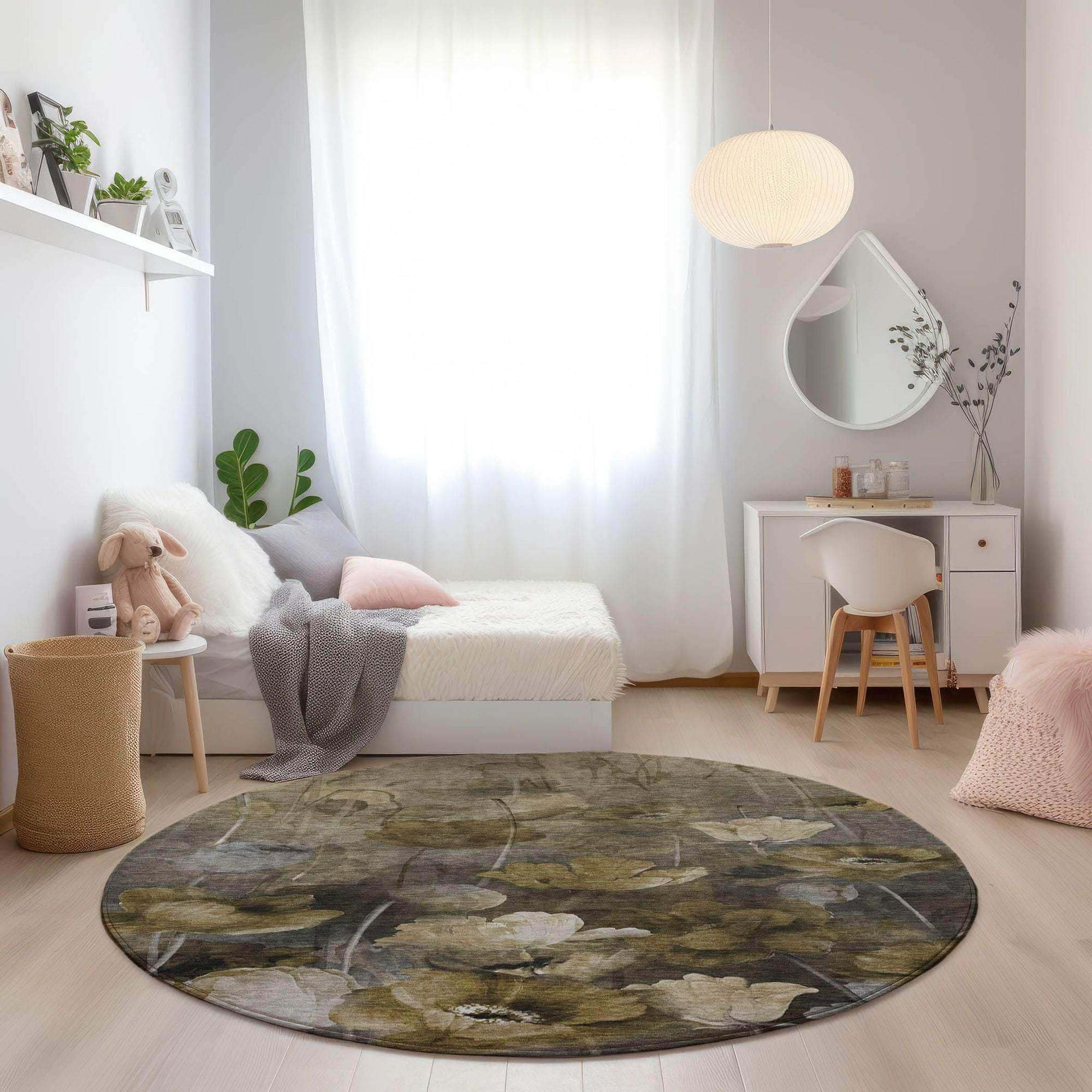 Machine Made ACN613 Taupe Brown Rugs
