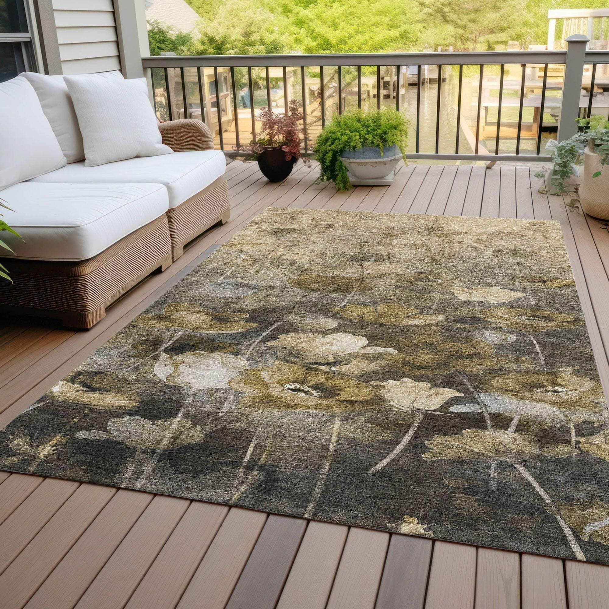 Machine Made ACN613 Taupe Brown Rugs