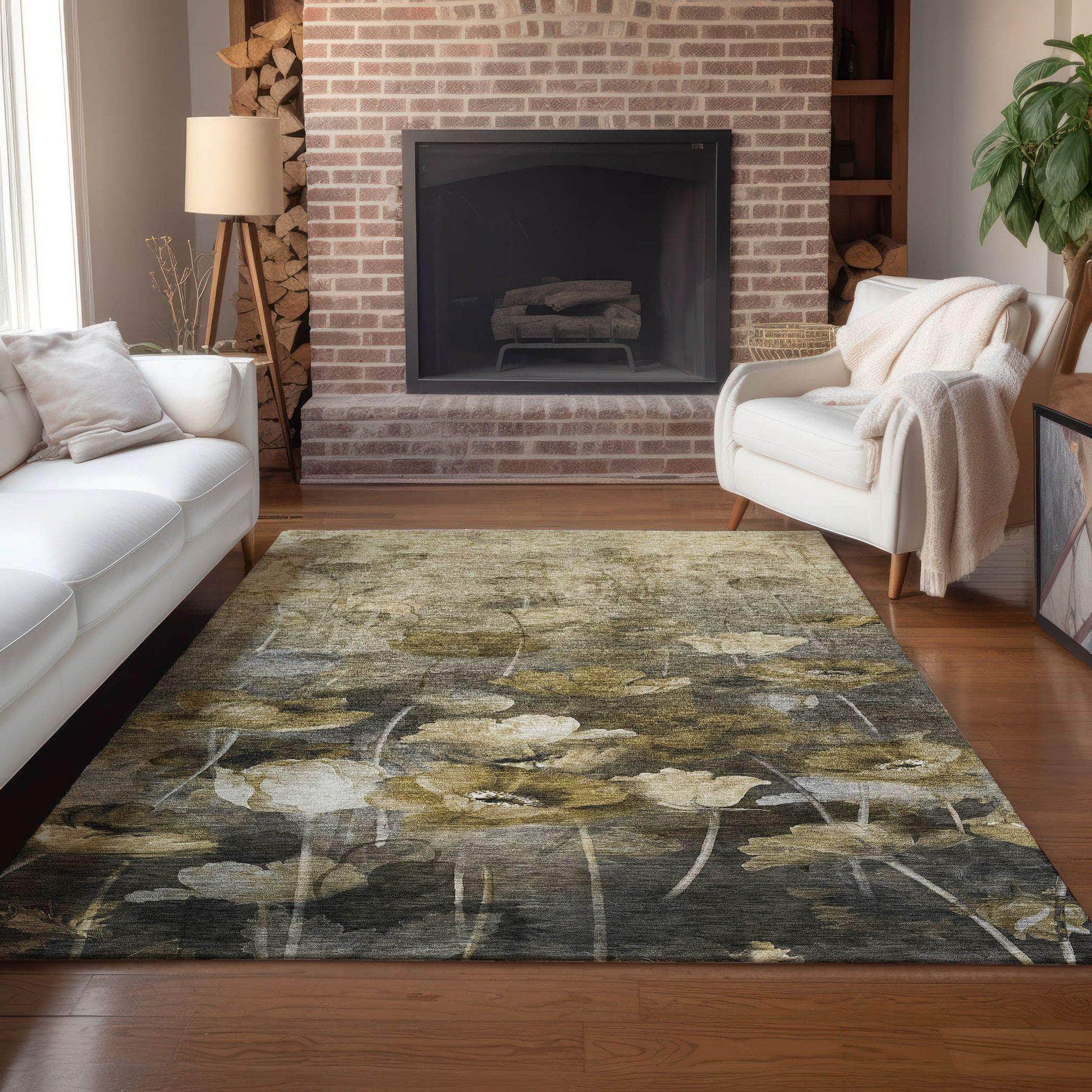 Machine Made ACN613 Taupe Brown Rugs