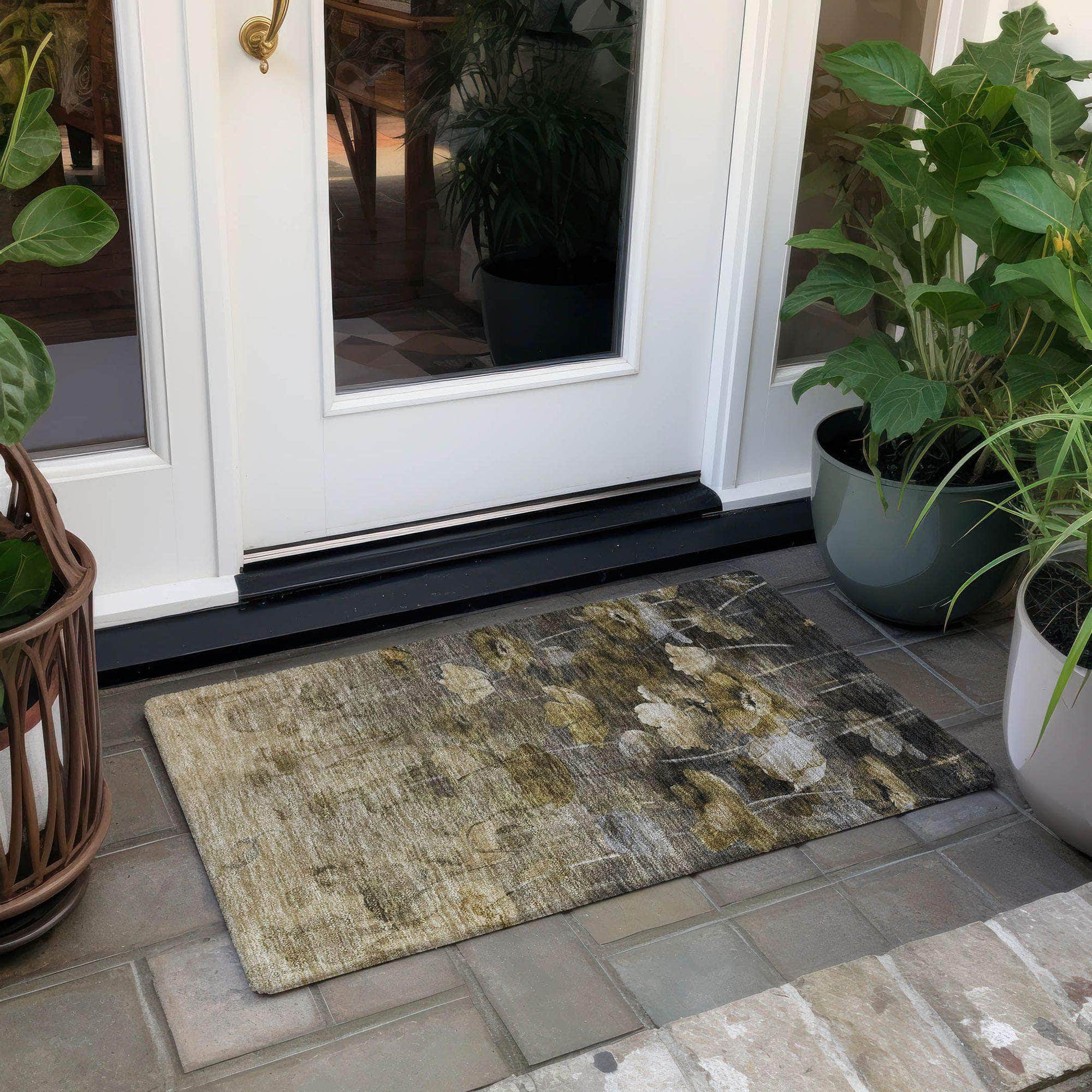 Machine Made ACN613 Taupe Brown Rugs