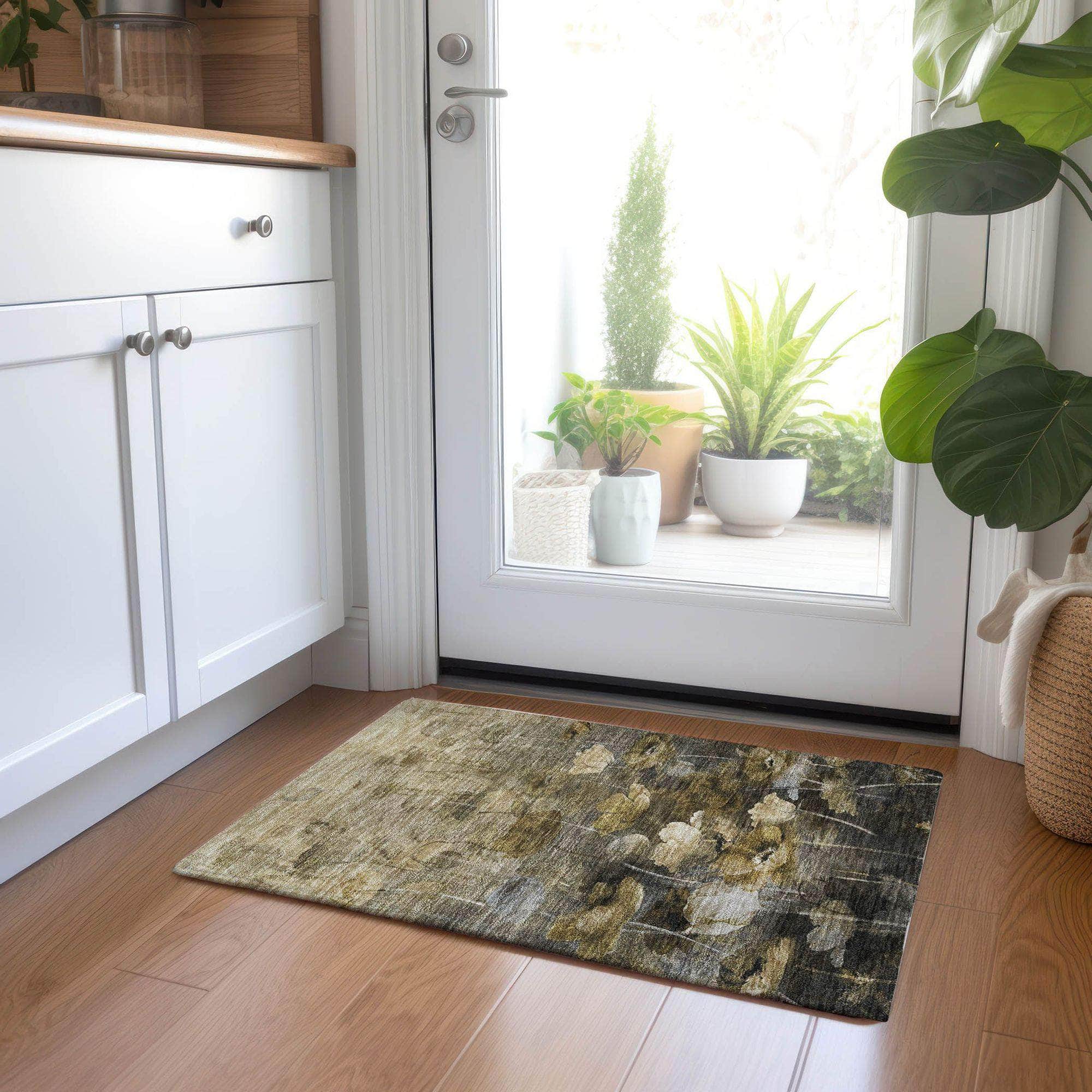 Machine Made ACN613 Taupe Brown Rugs