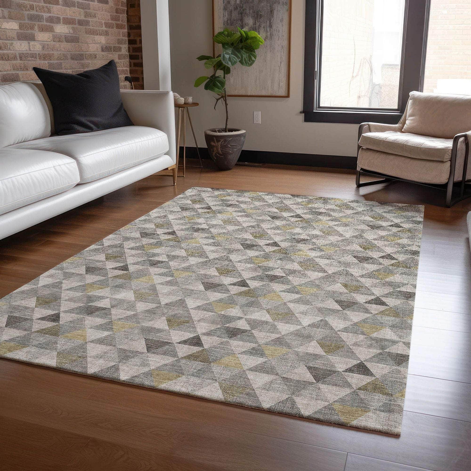 Machine Made ACN612 Taupe Brown Rugs