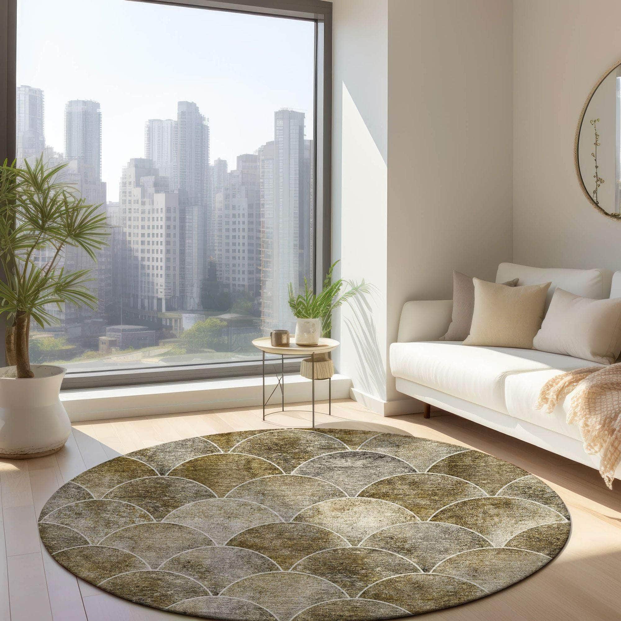 Machine Made ACN594 Taupe Brown Rugs