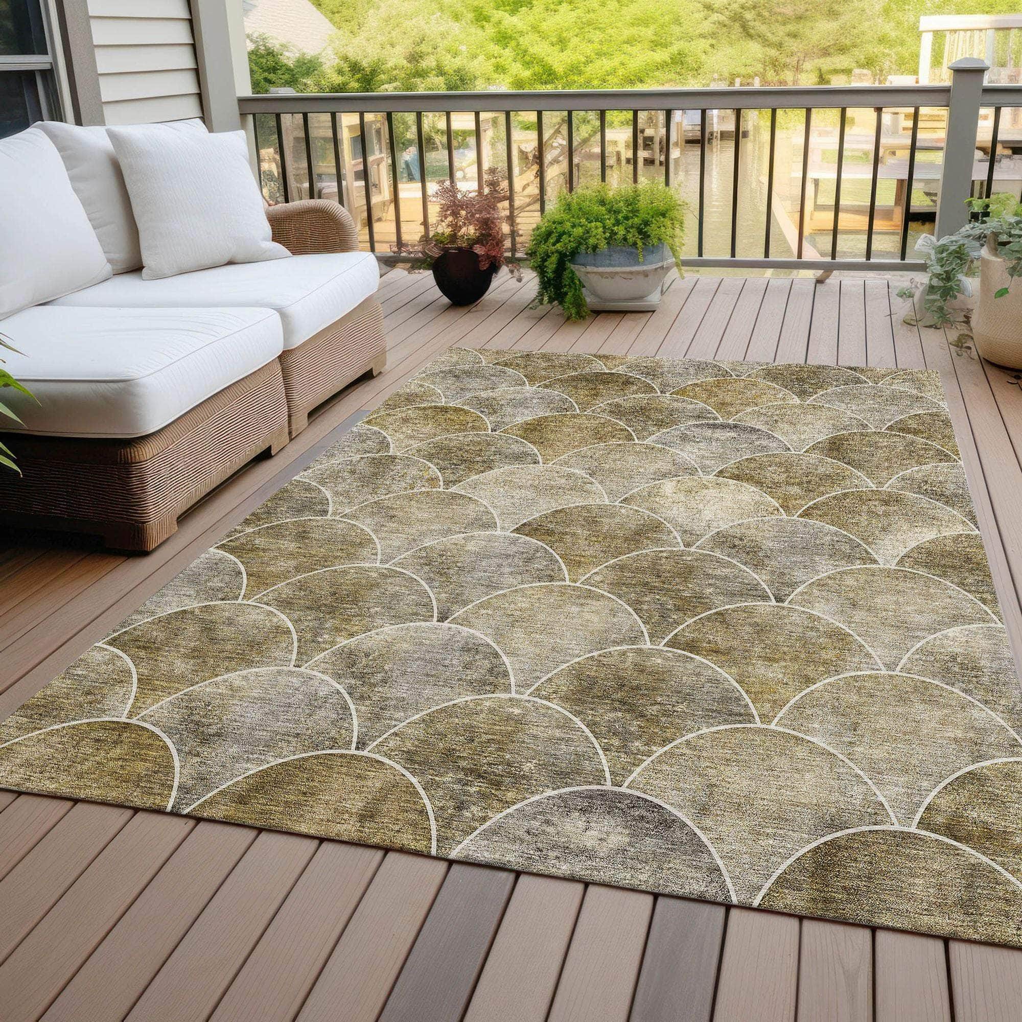Machine Made ACN594 Taupe Brown Rugs