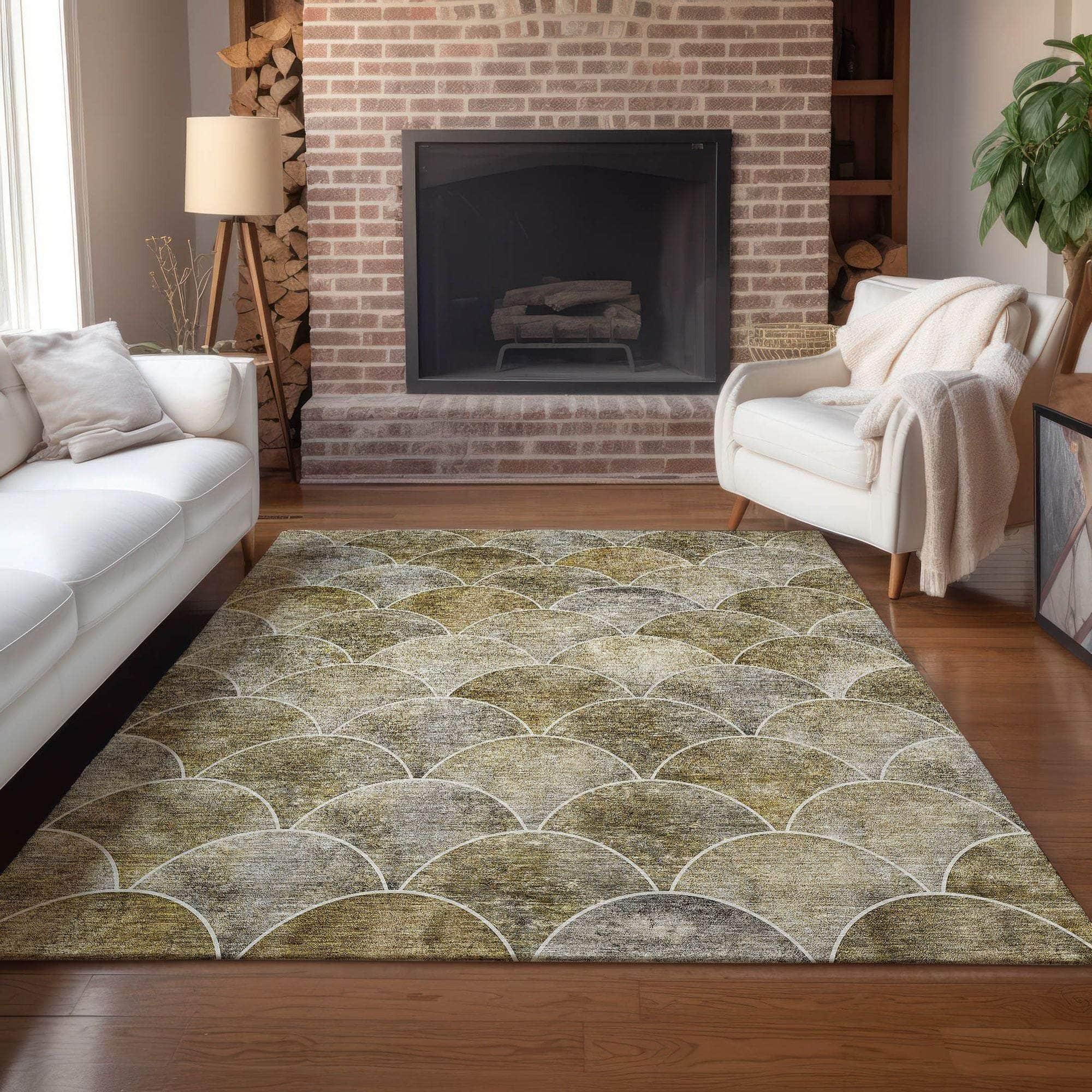 Machine Made ACN594 Taupe Brown Rugs
