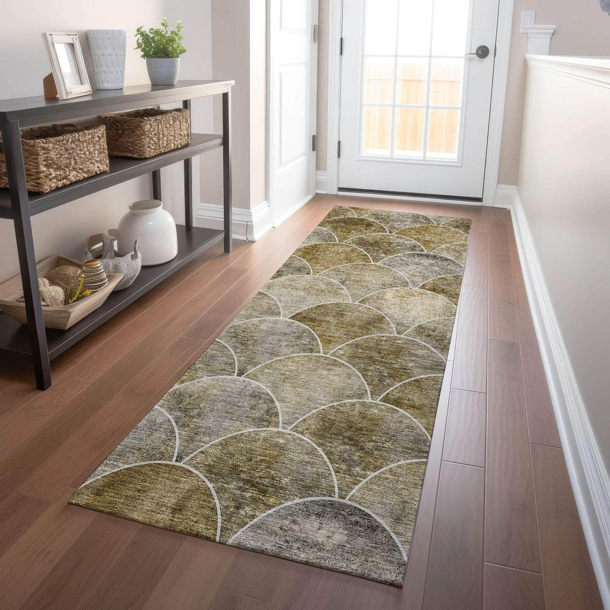 Machine Made ACN594 Taupe Brown Rugs