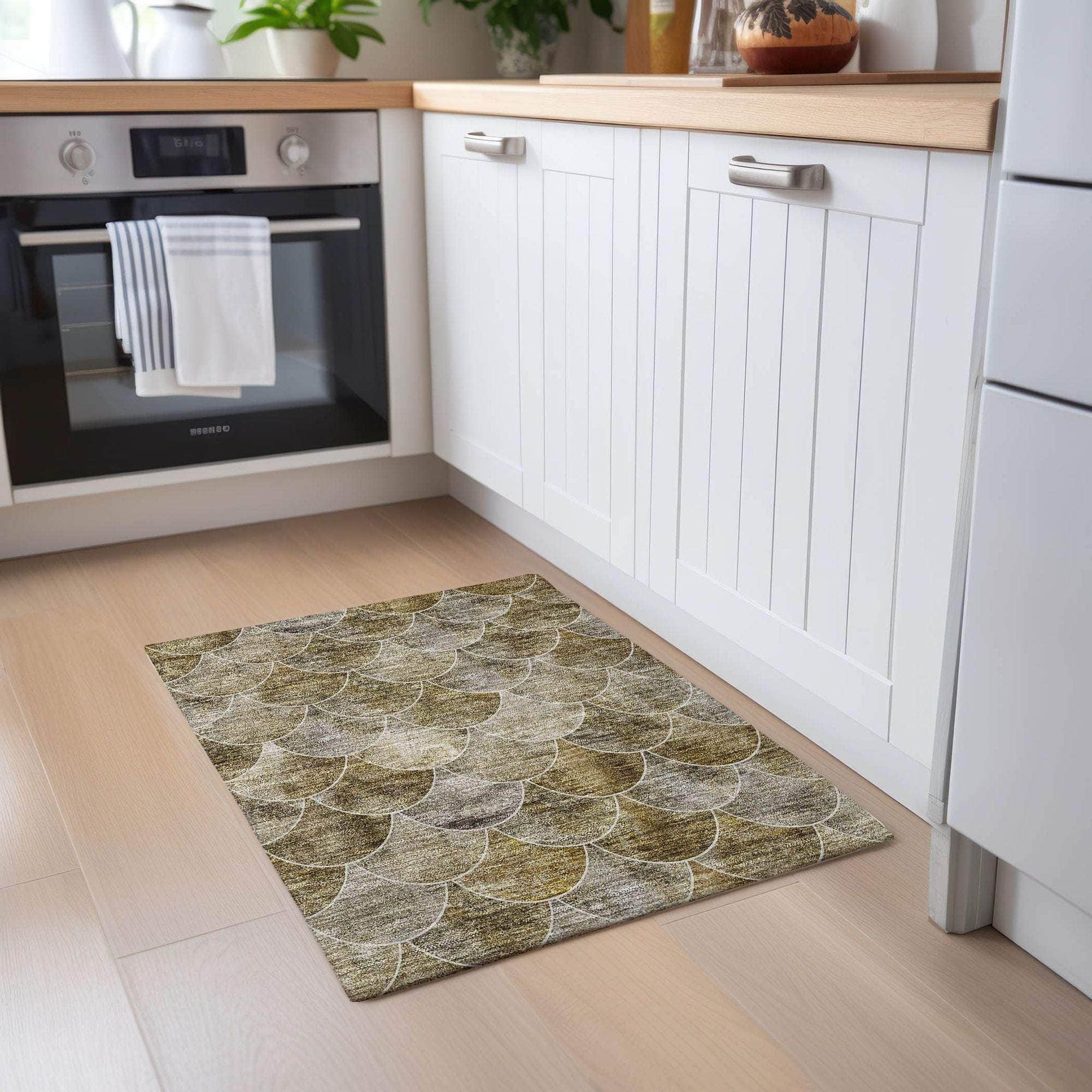 Machine Made ACN594 Taupe Brown Rugs