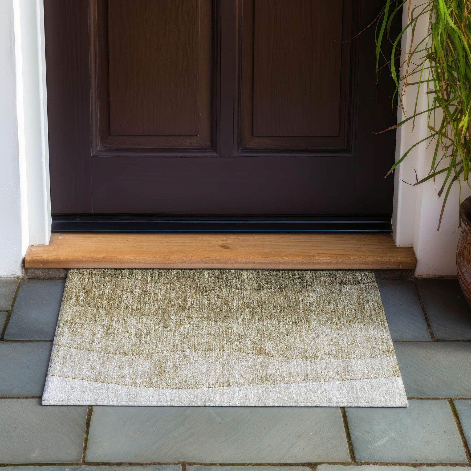 Machine Made ACN625 Taupe Brown Rugs