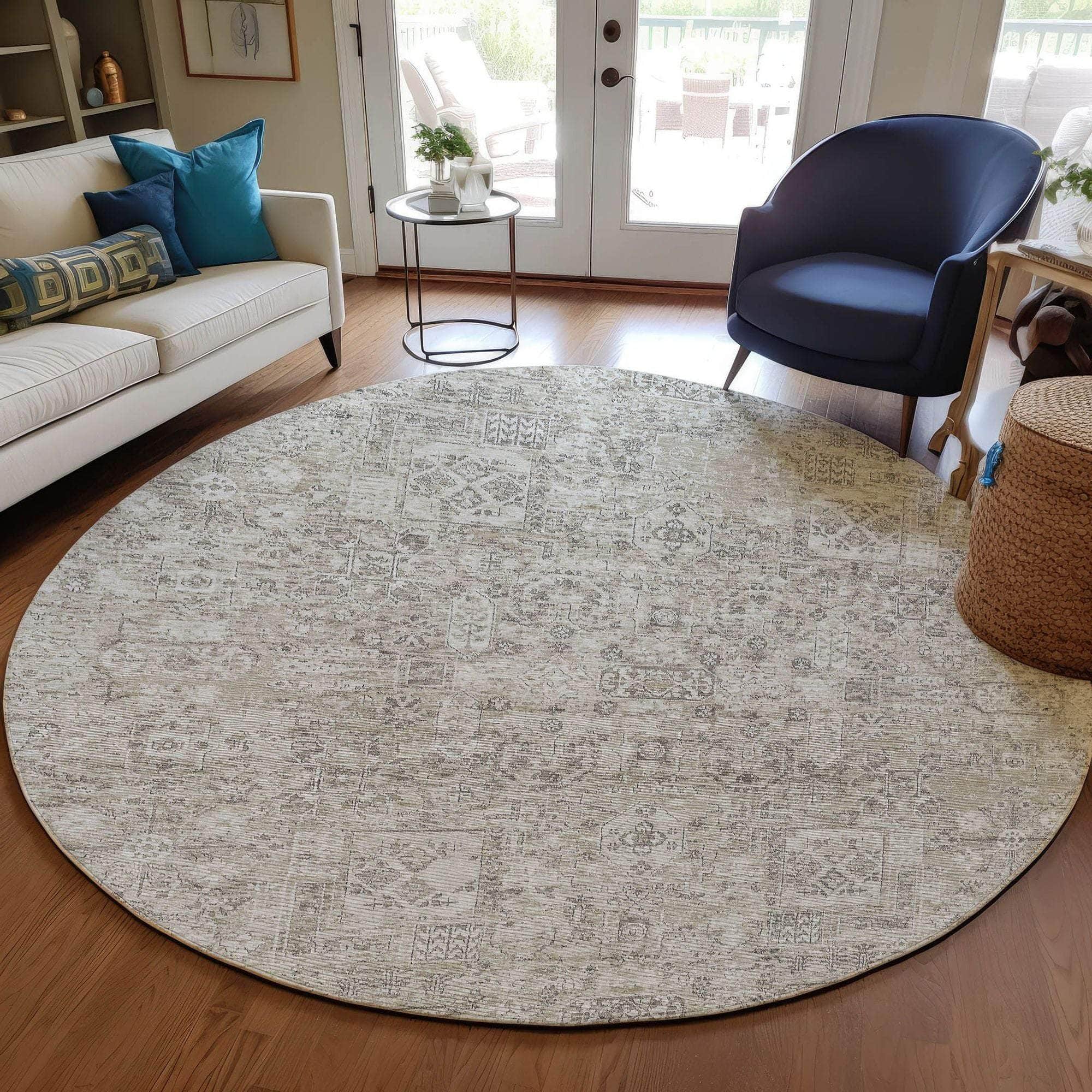 Machine Made ACN611 Taupe Brown Rugs