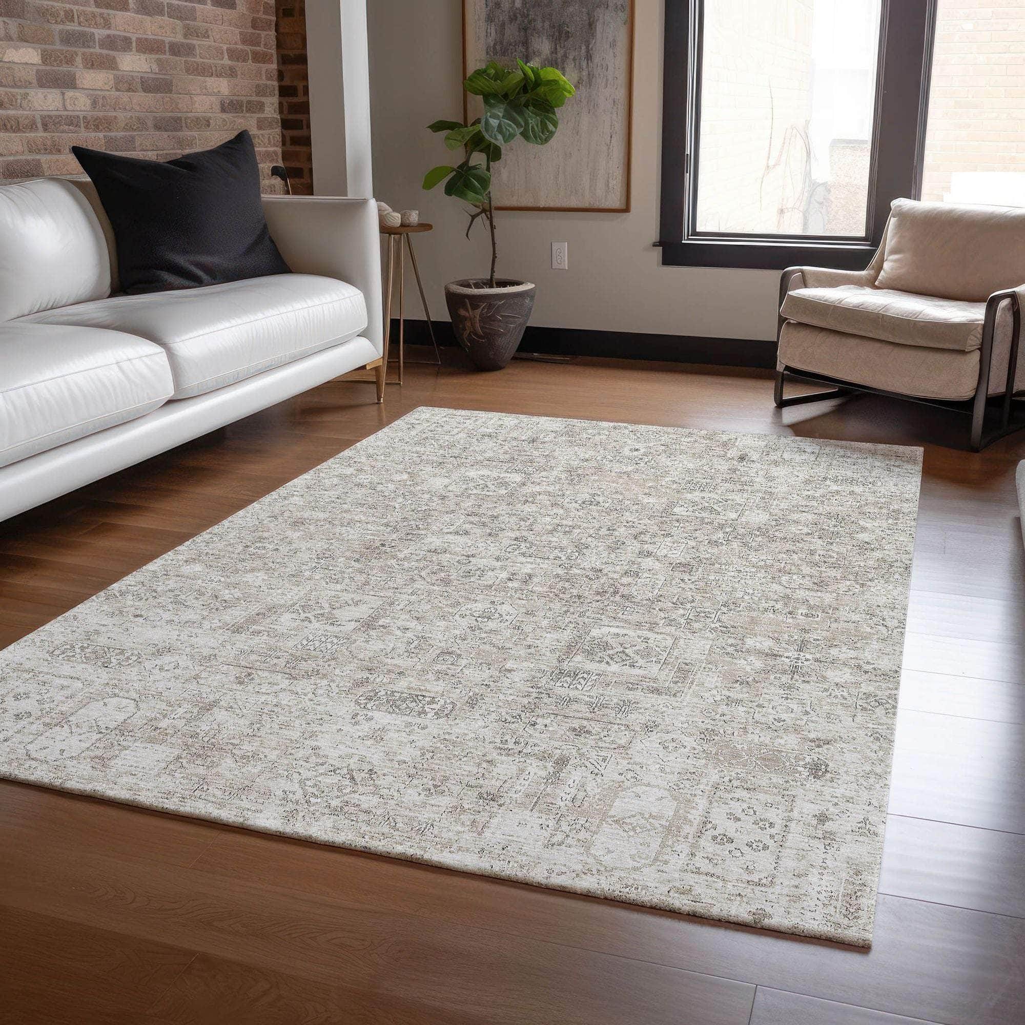 Machine Made ACN611 Taupe Brown Rugs