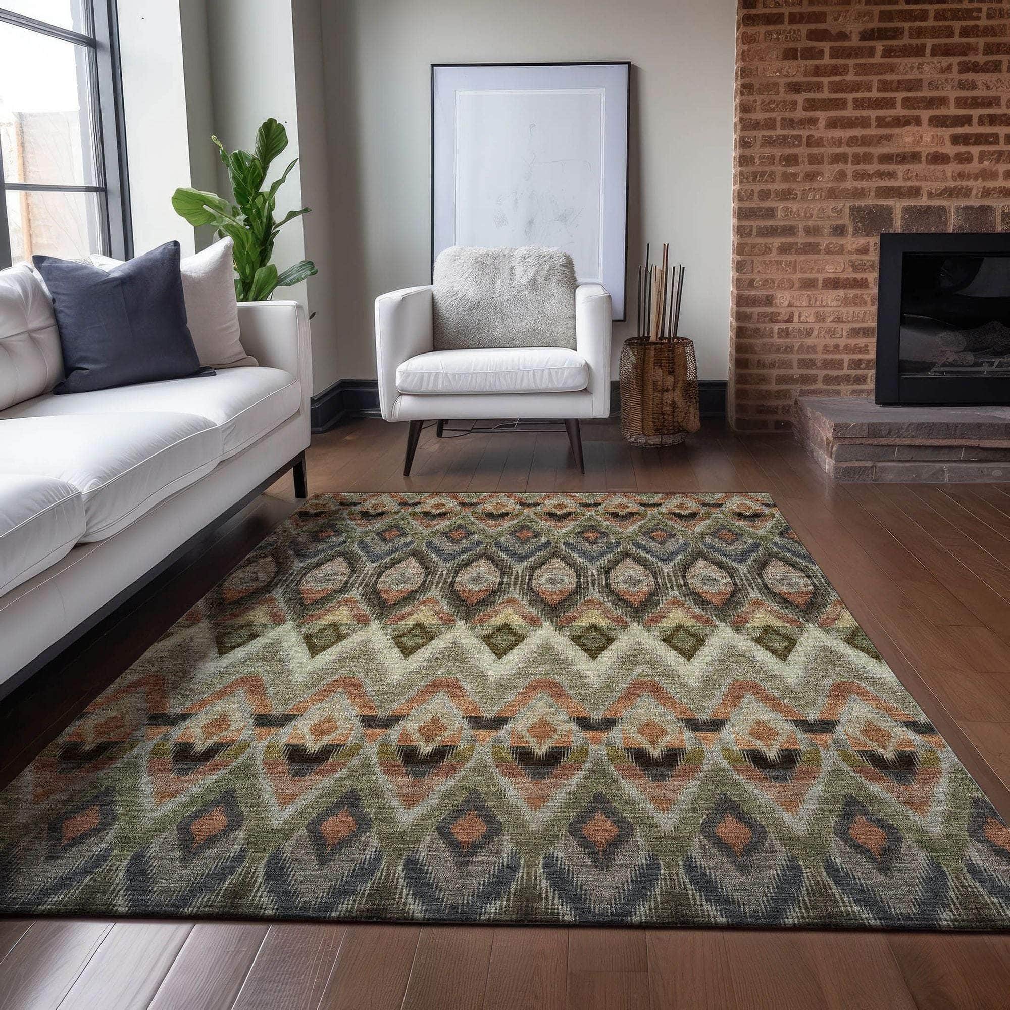 Machine Made ACN617 Taupe Brown Rugs