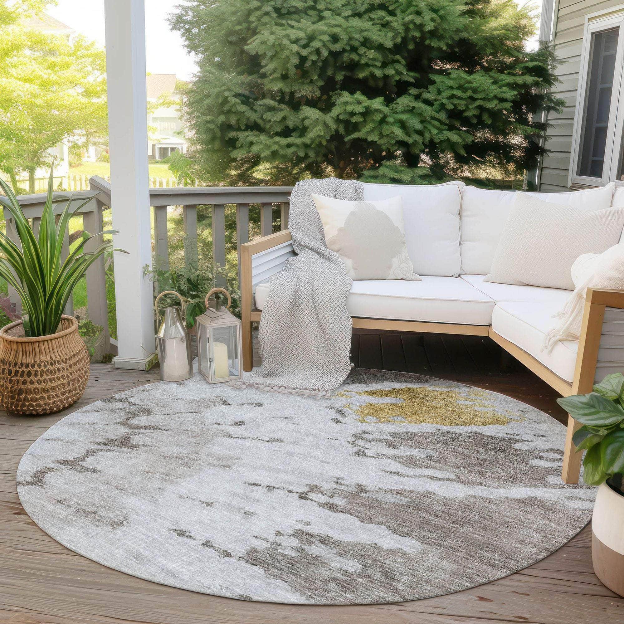Machine Made ACN614 Taupe Brown Rugs