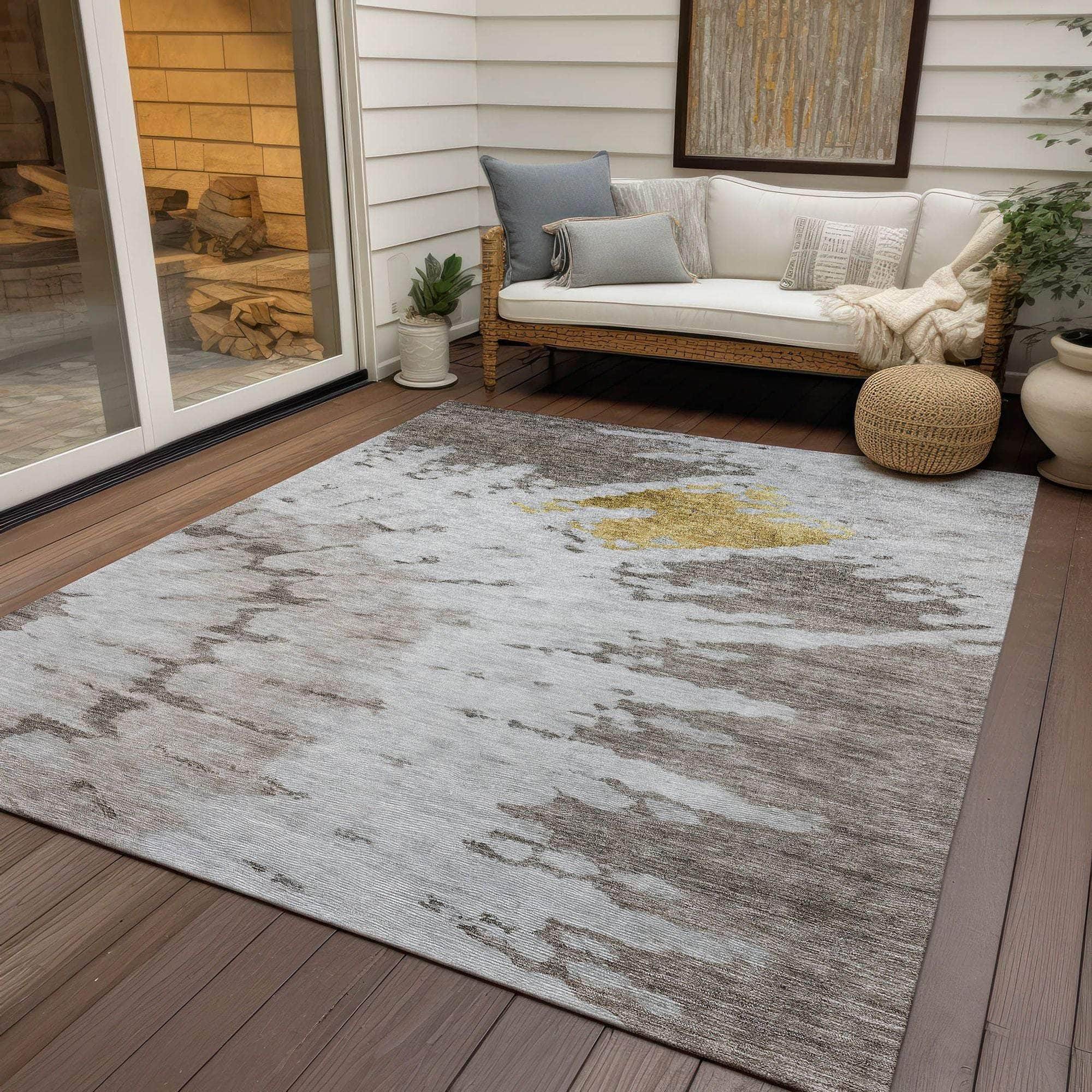 Machine Made ACN614 Taupe Brown Rugs