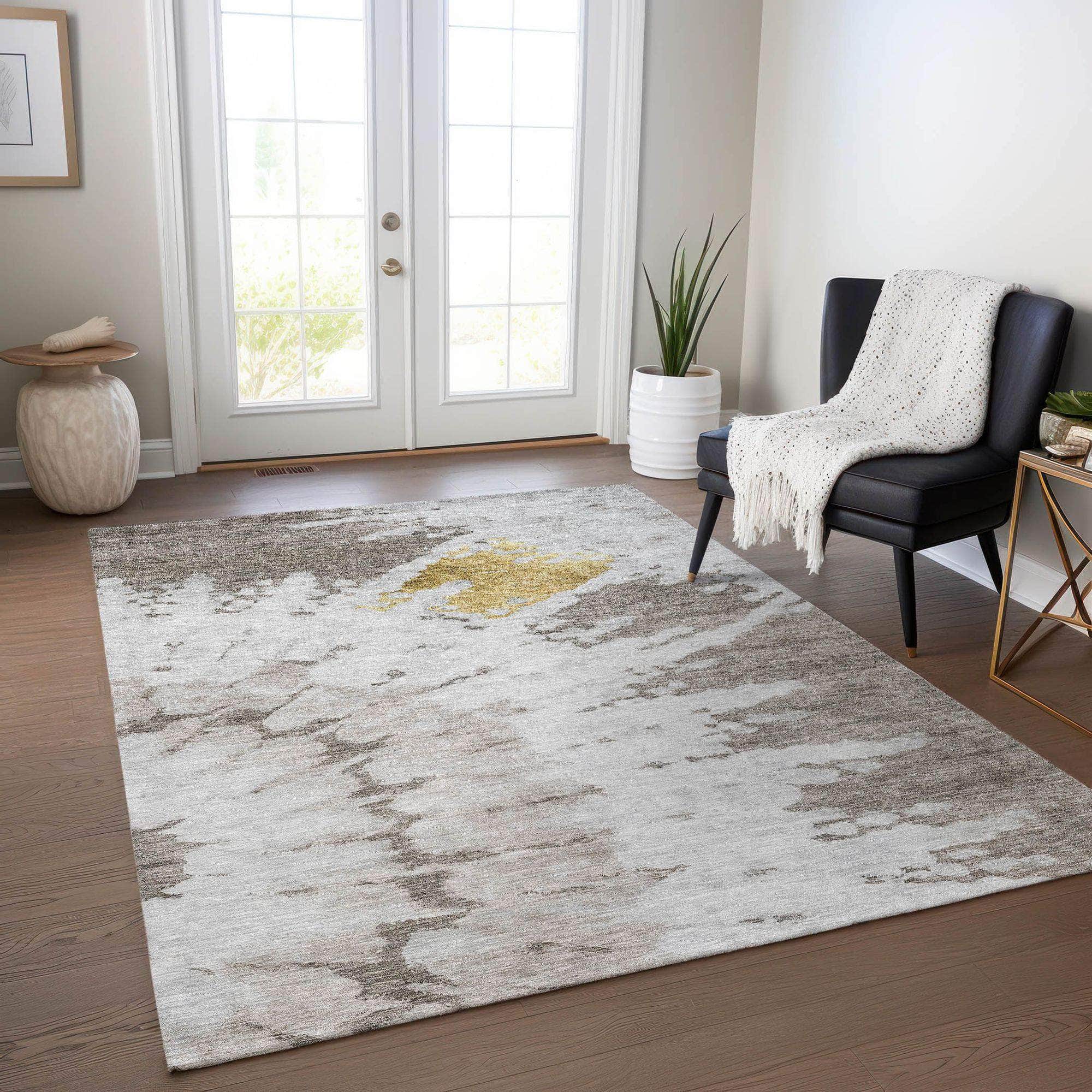 Machine Made ACN614 Taupe Brown Rugs