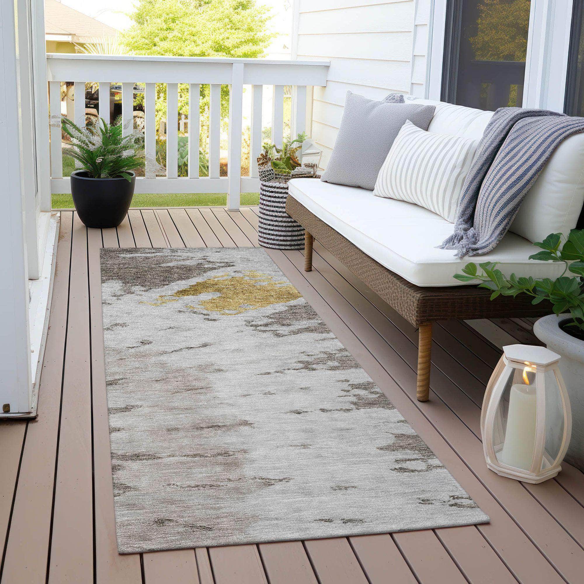 Machine Made ACN614 Taupe Brown Rugs