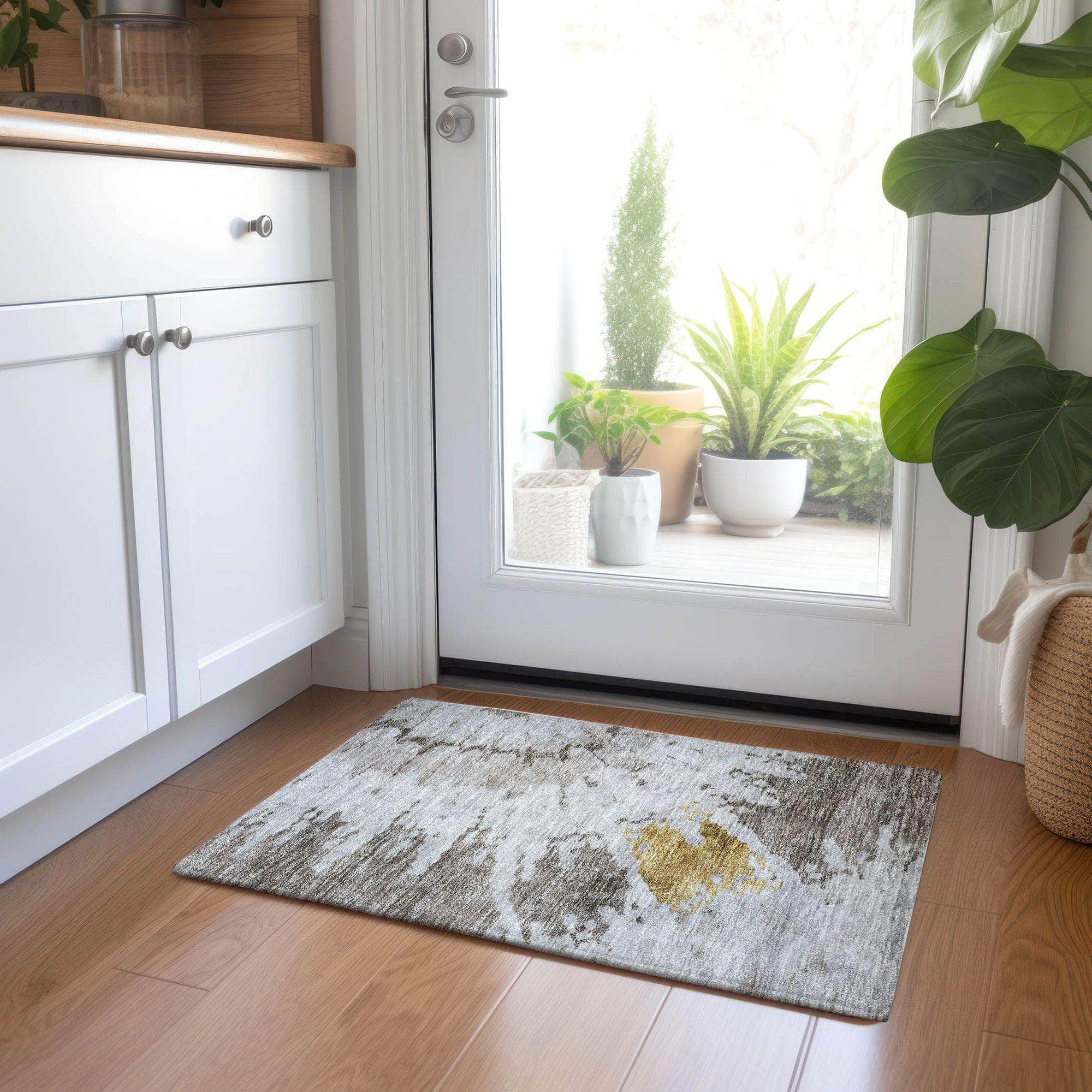 Machine Made ACN614 Taupe Brown Rugs