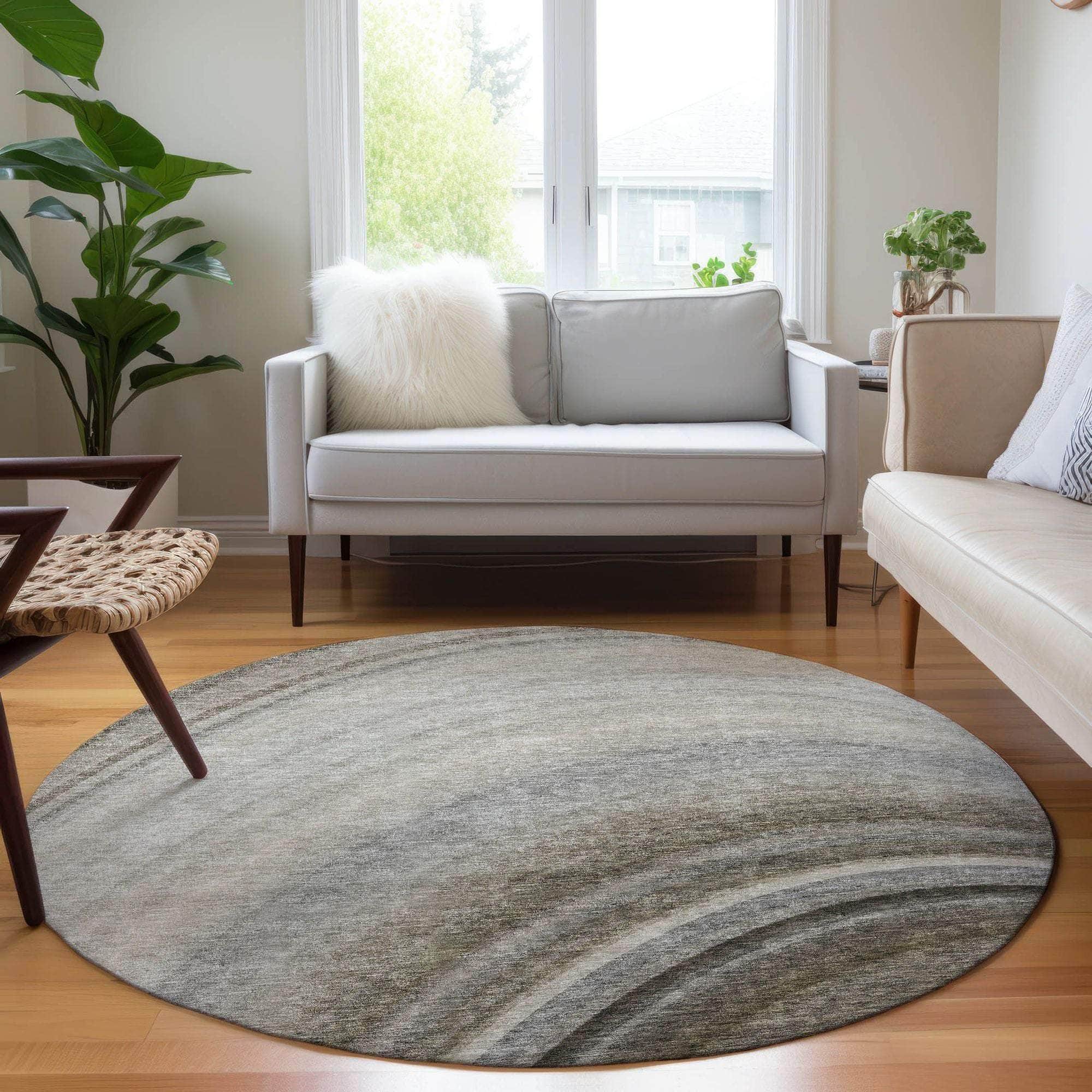 Machine Made ACN584 Taupe Brown Rugs