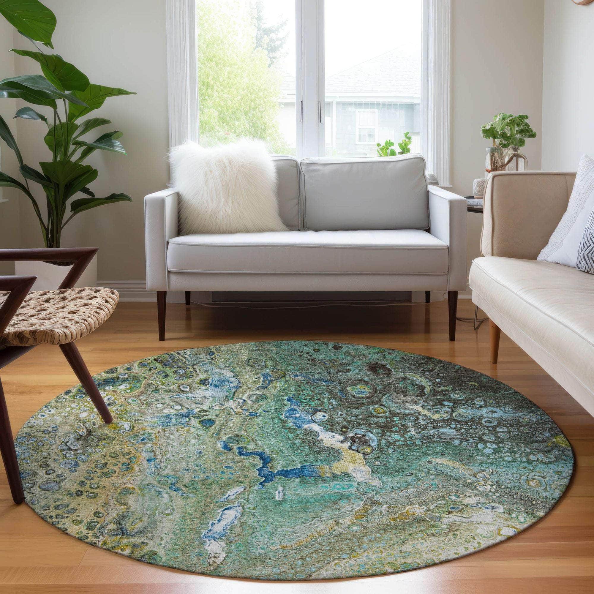 Machine Made ACN588 Teal Rugs