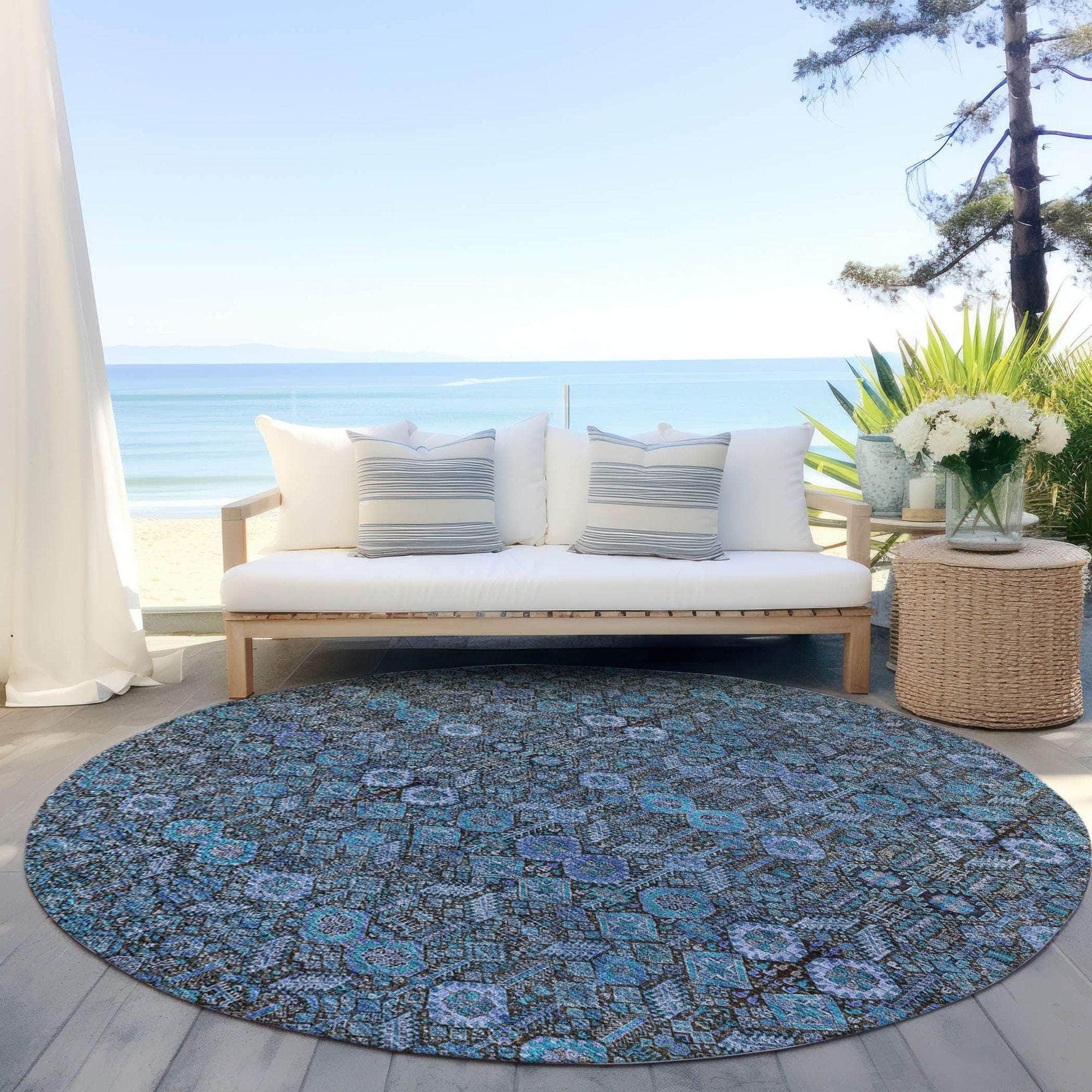 Machine Made ACN574 Teal Rugs