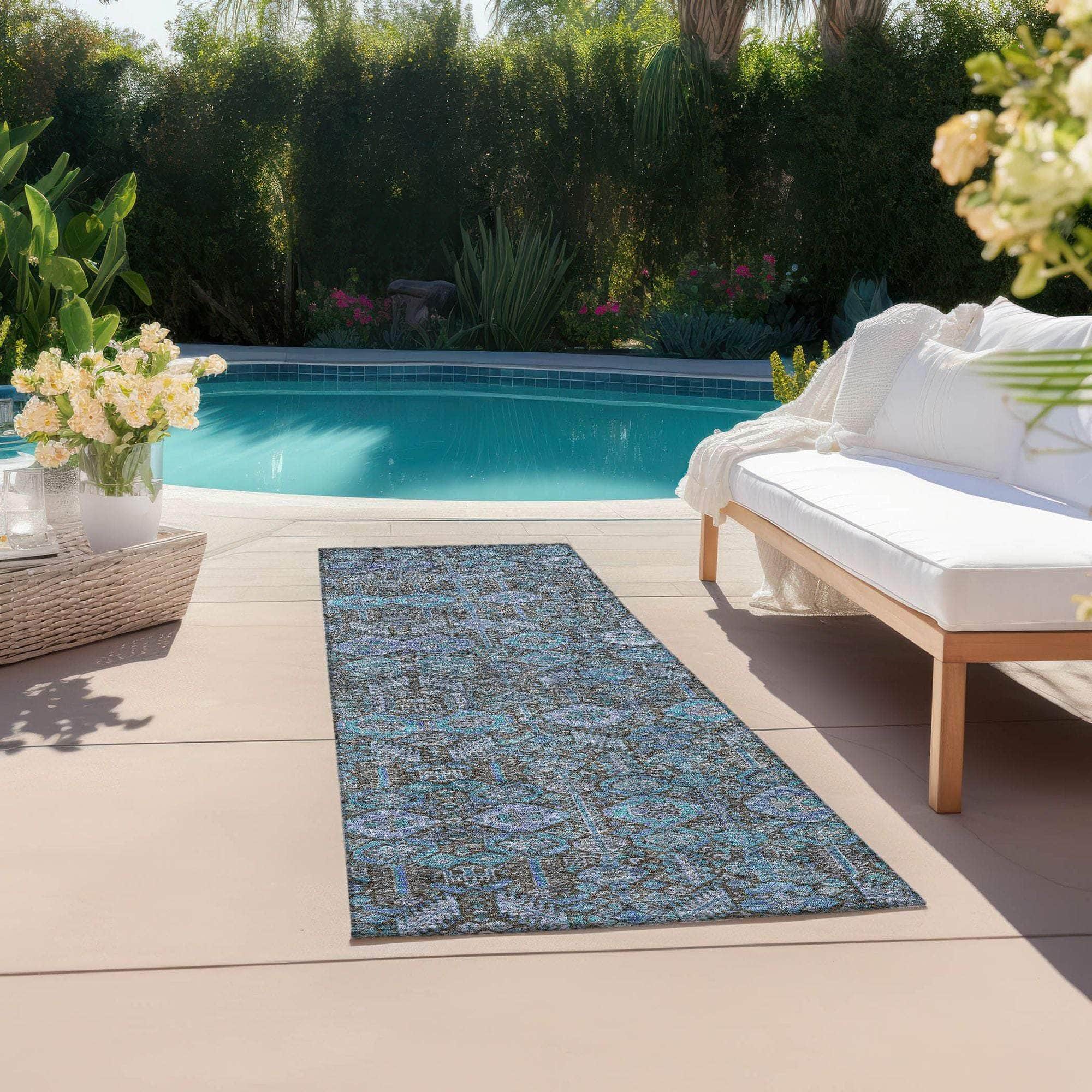 Machine Made ACN574 Teal Rugs