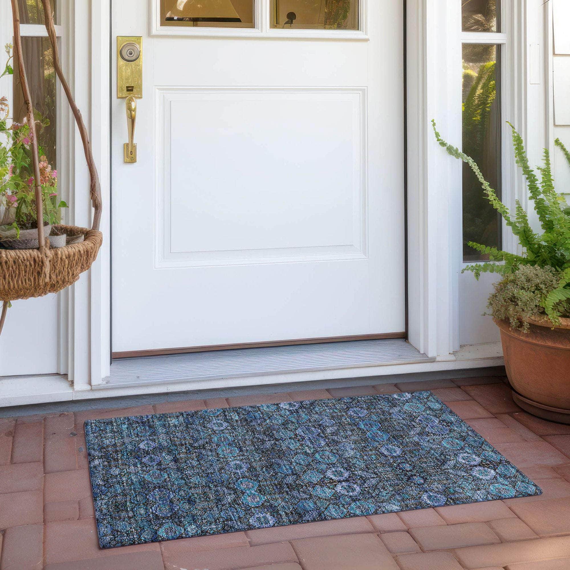 Machine Made ACN574 Teal Rugs