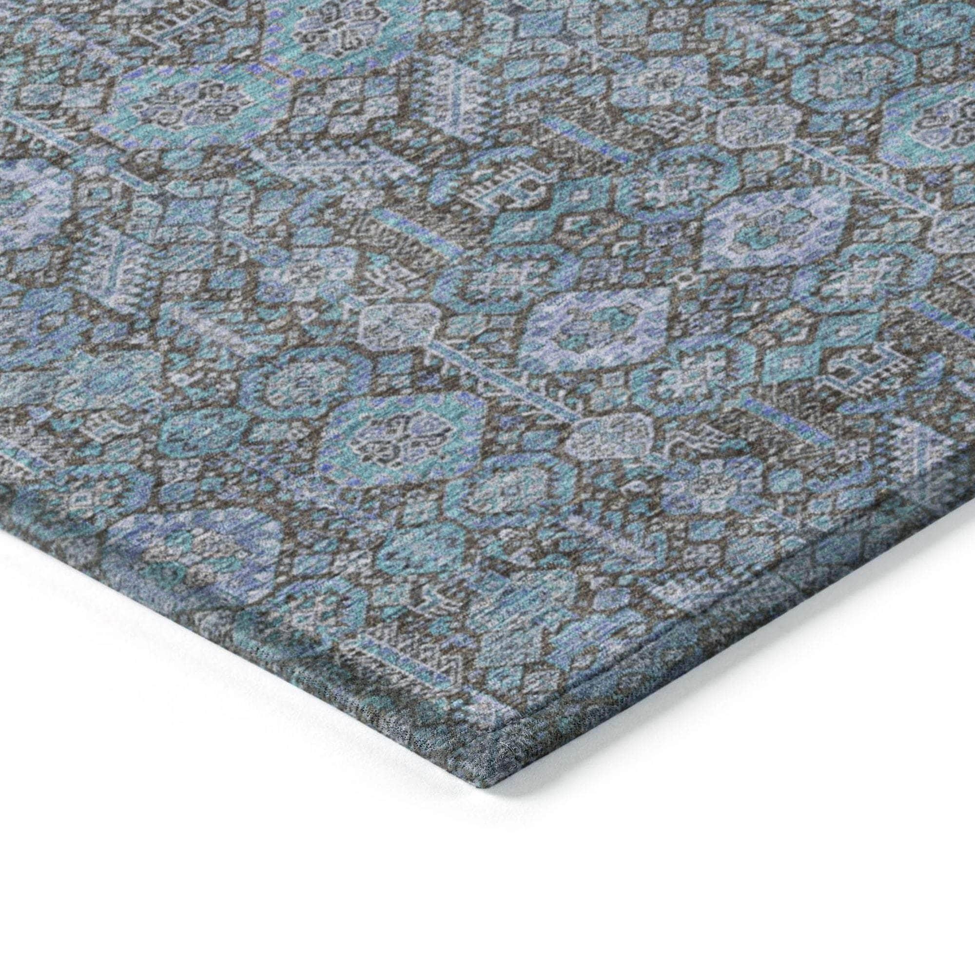 Machine Made ACN574 Teal Rugs