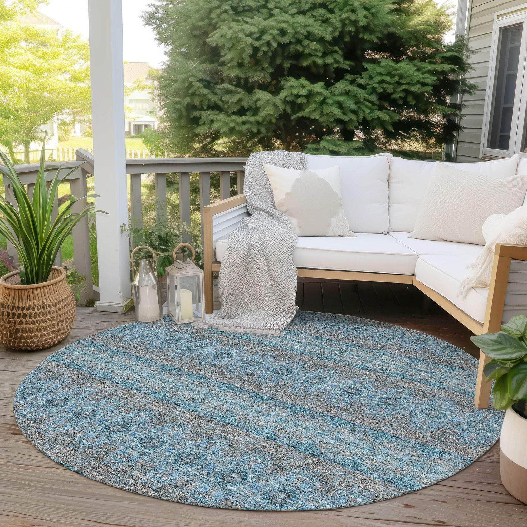 Machine Made ACN615 Teal Rugs